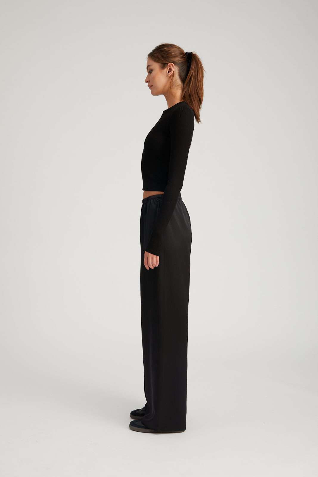 BLACK SILK EASY PANTS - 4