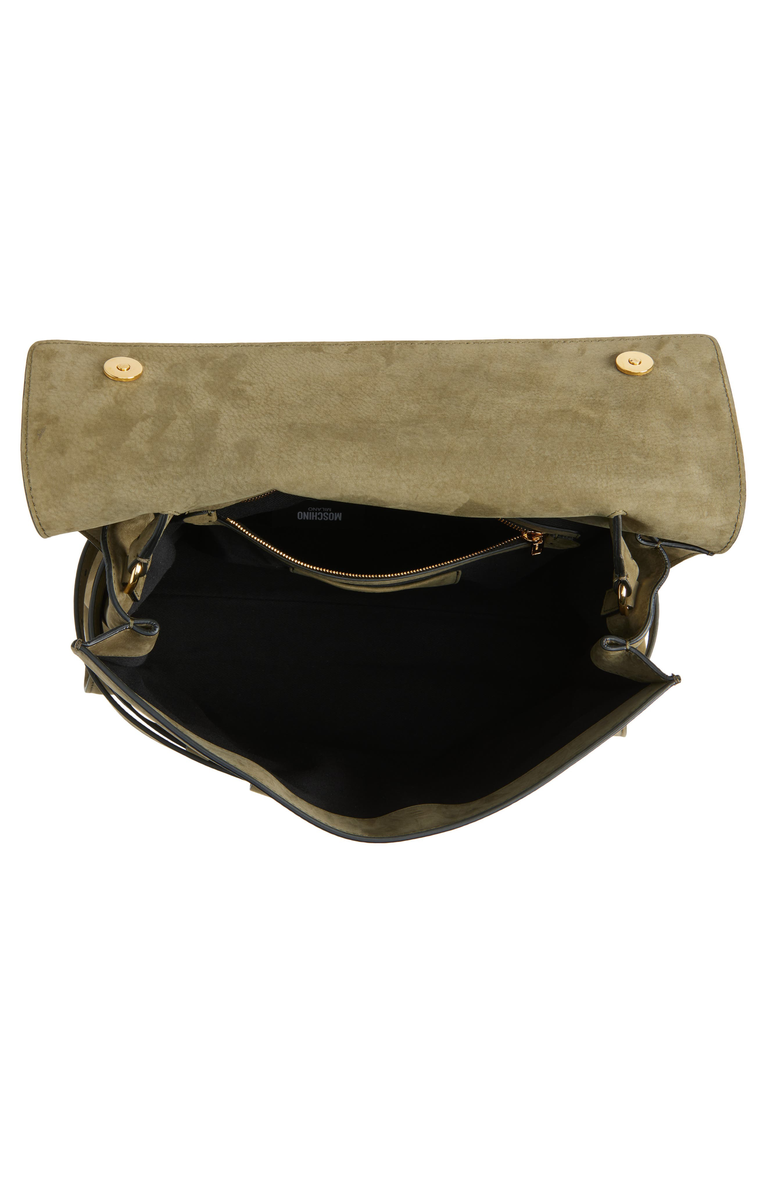 Moschino Medium Tie Me Suede Tote in Military Green at Nordstrom - 4