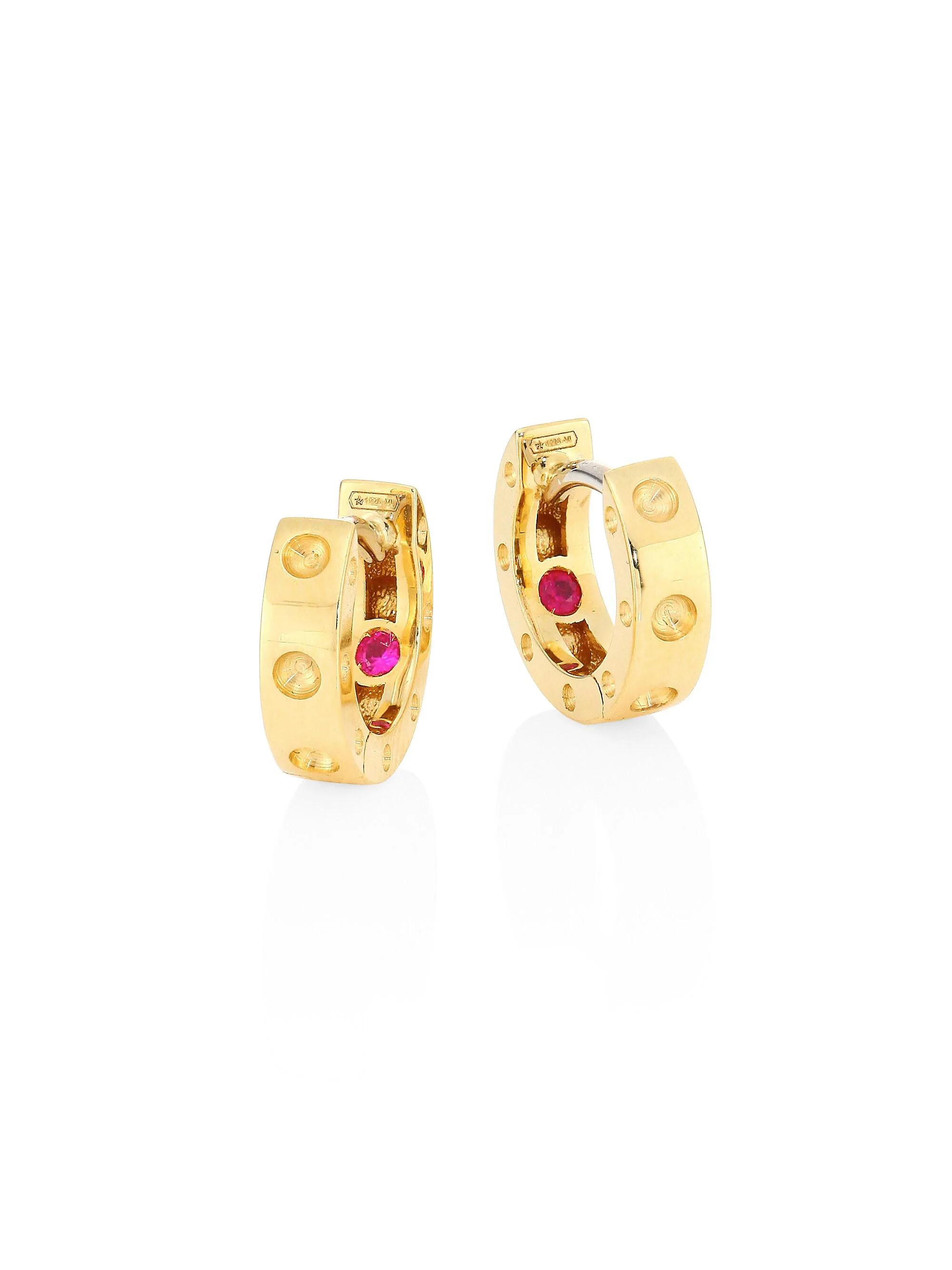 Women's Pois Moi 18K Yellow Gold Huggie Hoop Earrings/0.28" - Gold - 1