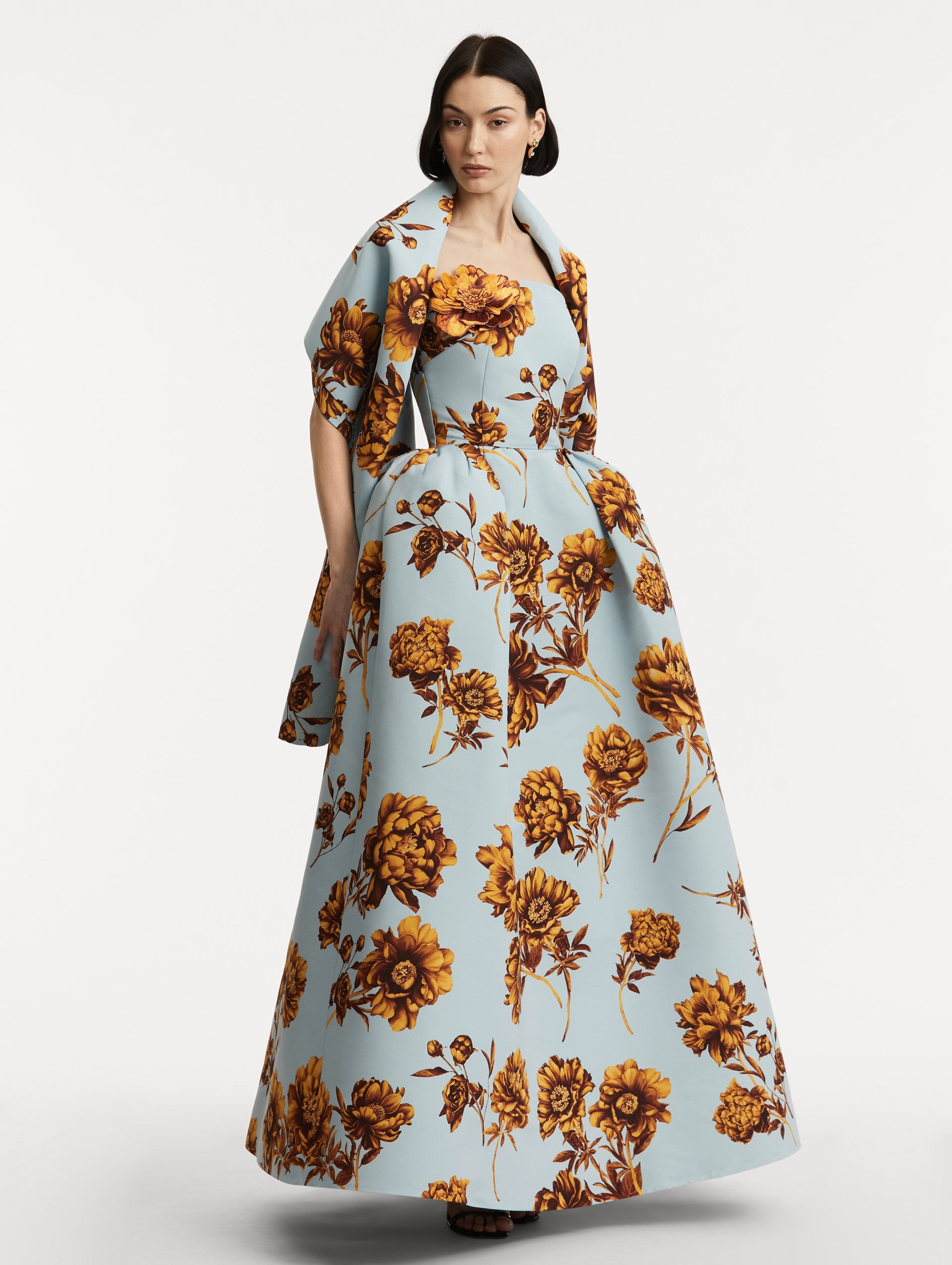 PEONY FAILLE GOWN WITH SHAWL - 6