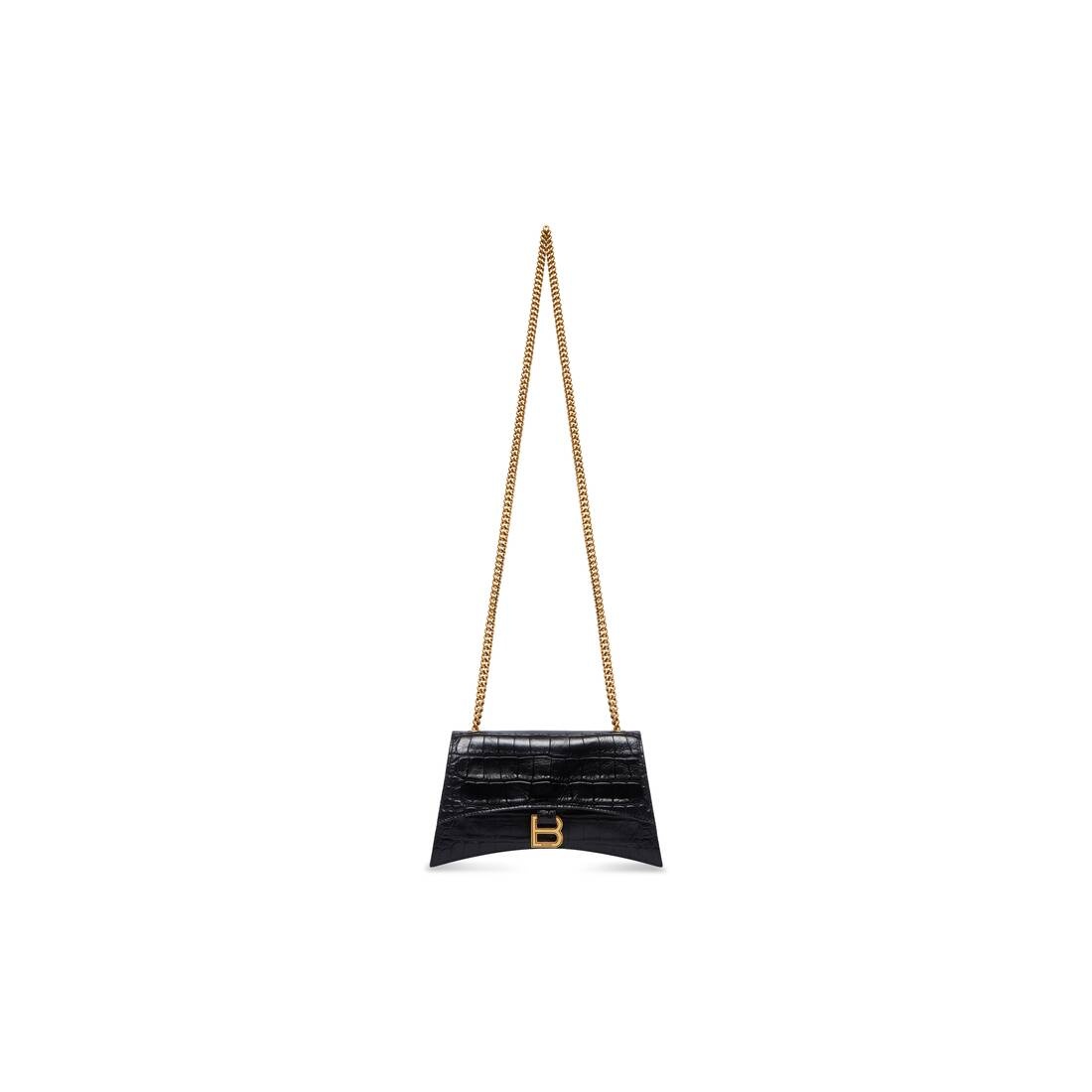 Women's Crush Xs Chain Bag Crocodile Embossed  in Black - 8