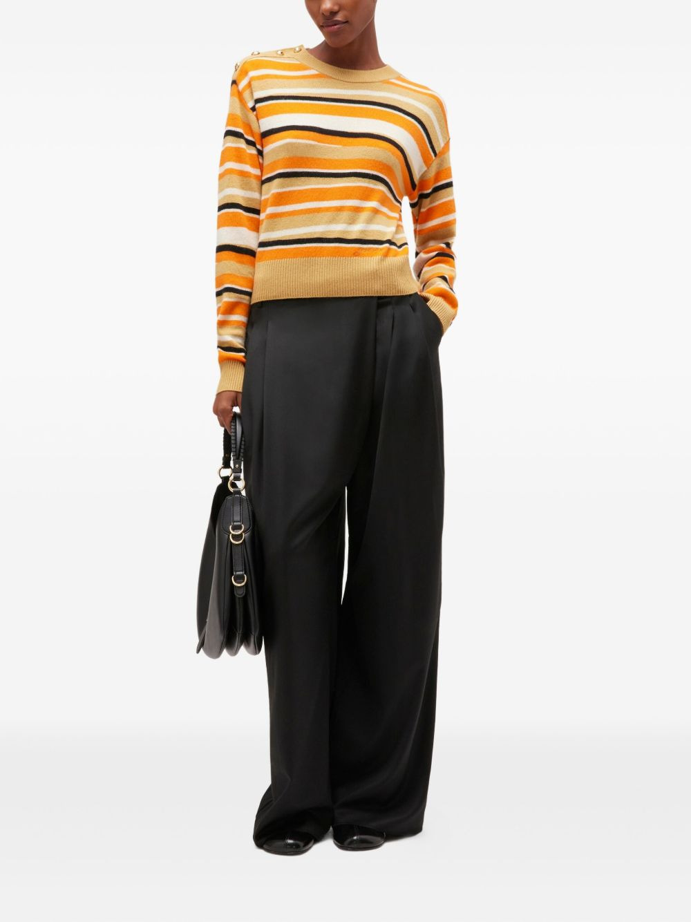 striped button-detailed sweater - 2