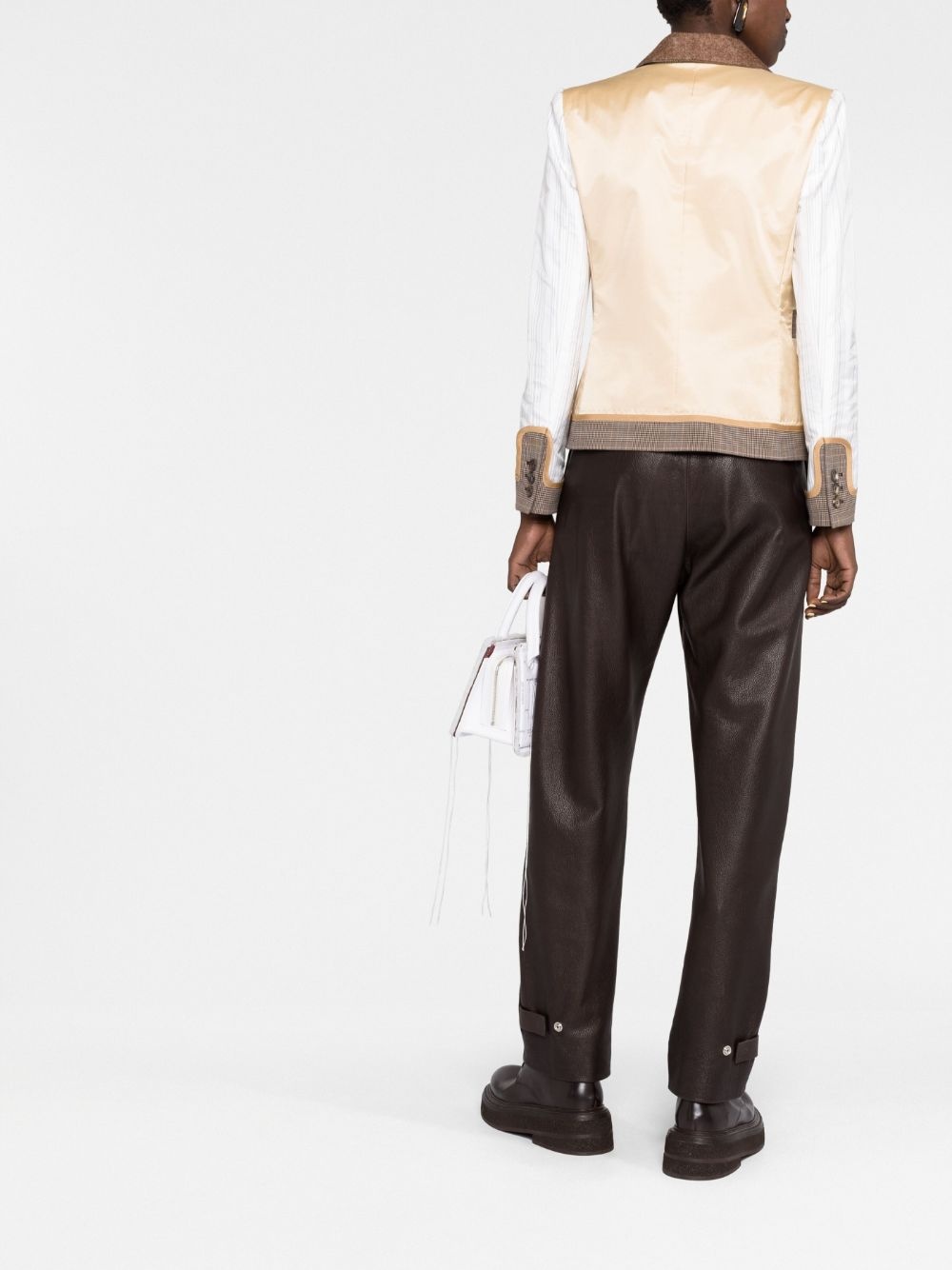 patchwork single-breasted blazer - 4