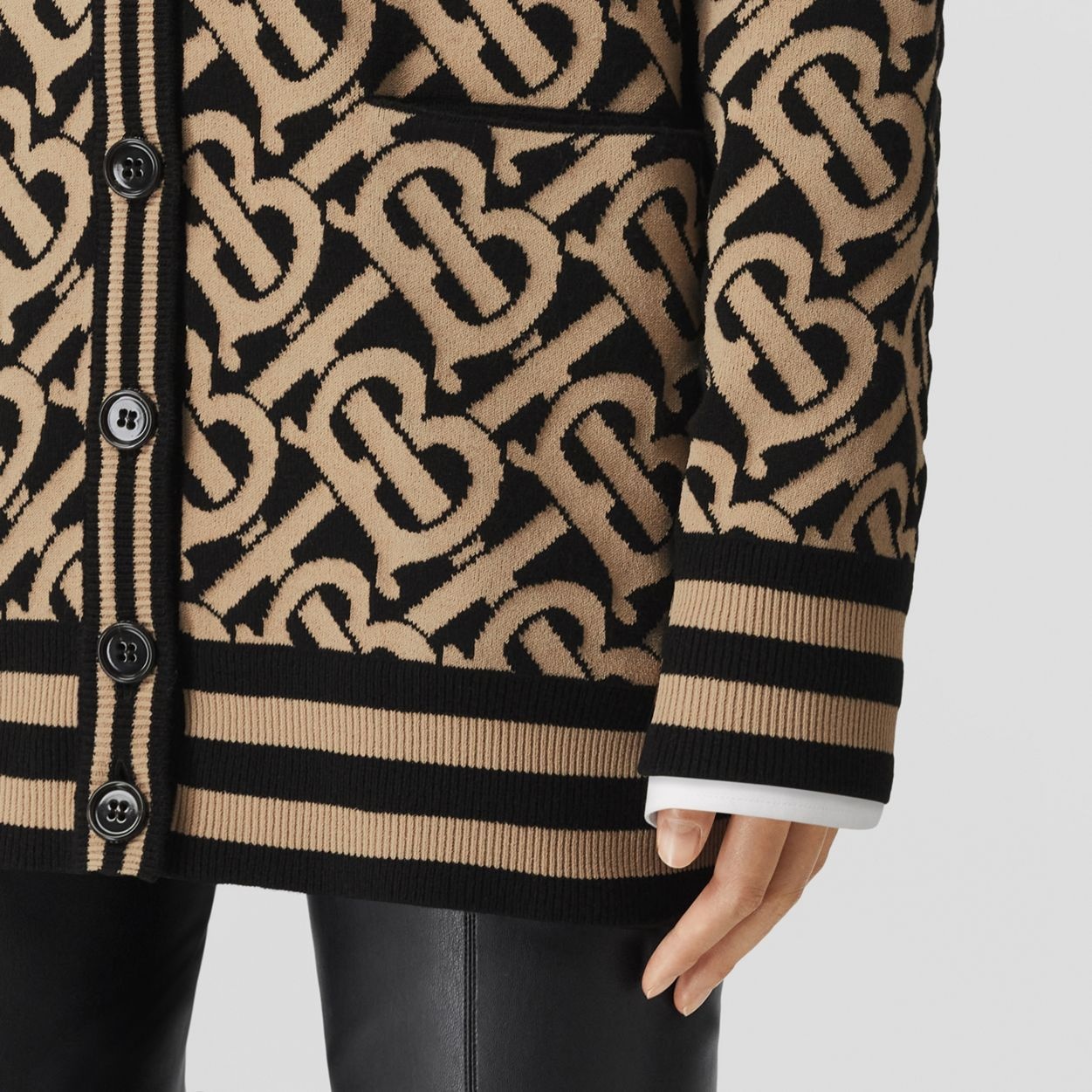 Monogram Wool Blend Jacquard Oversized Cardigan - 5