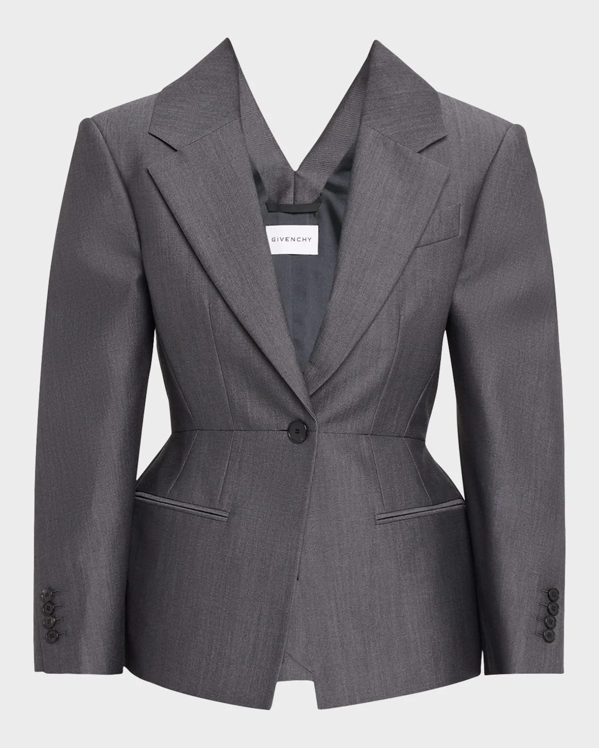 Slashed Wool Single-Breasted Jacket - 1