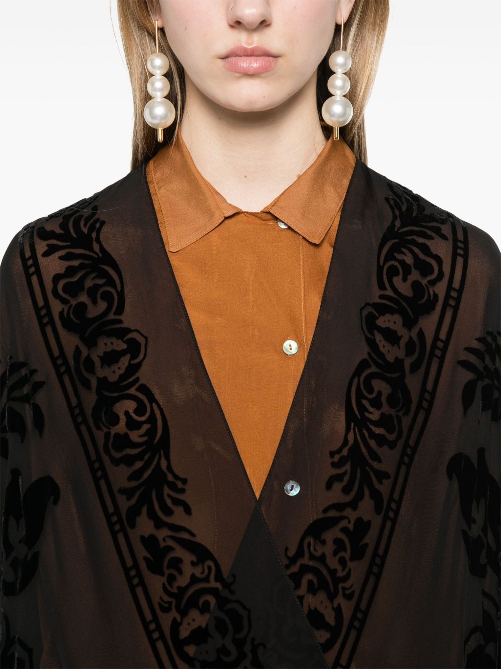 flocked-print cape - 5