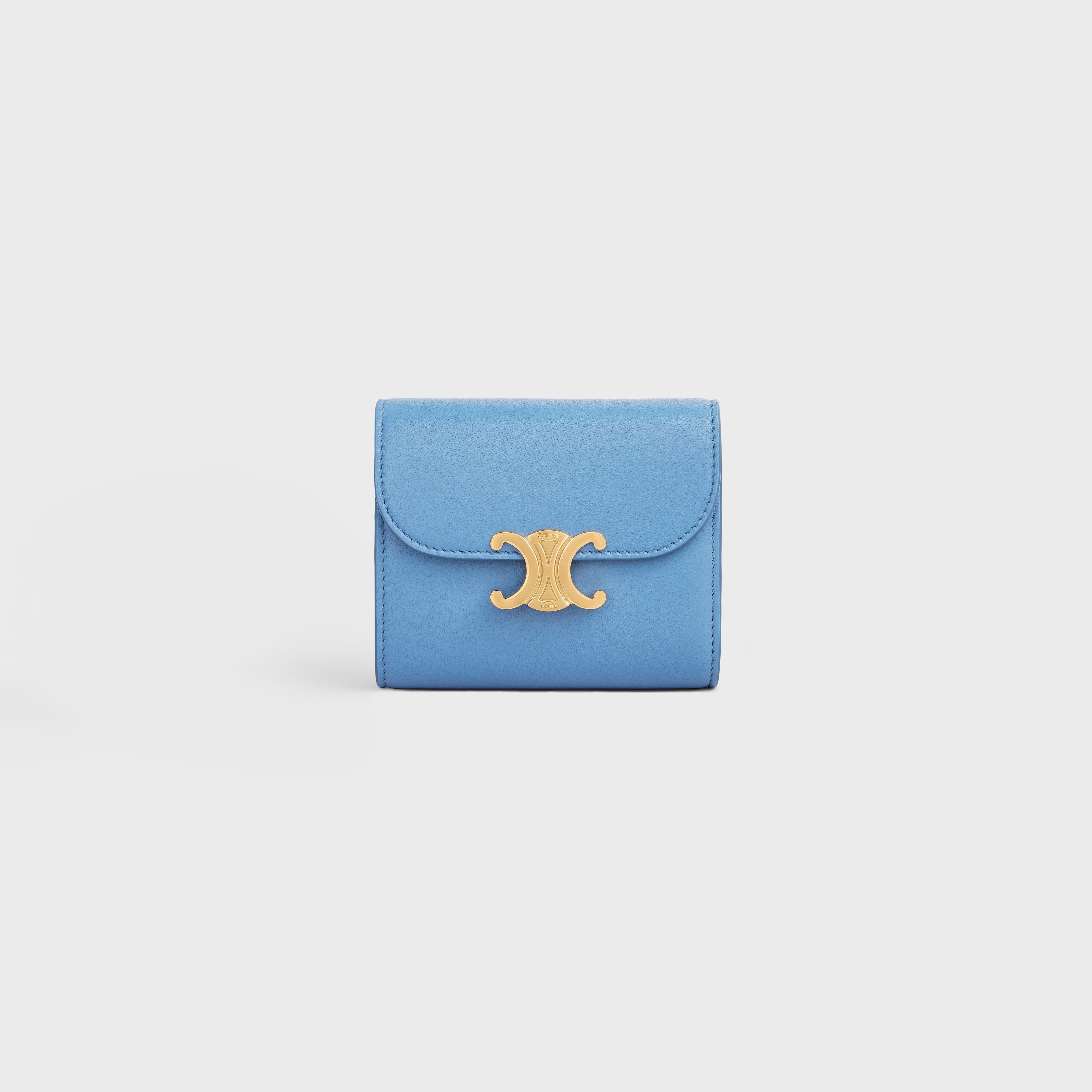 Triomphe Small Flap Wallet in Shiny Smooth Lambskin - 1