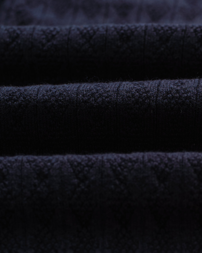 Naples - Navy Diamond Stripe Knitted Polo 9