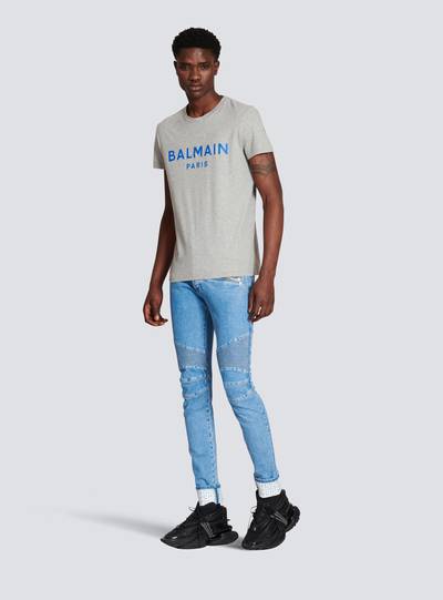 Balmain Slim cut ridged cotton jeans with Balmain monogram hem outlook