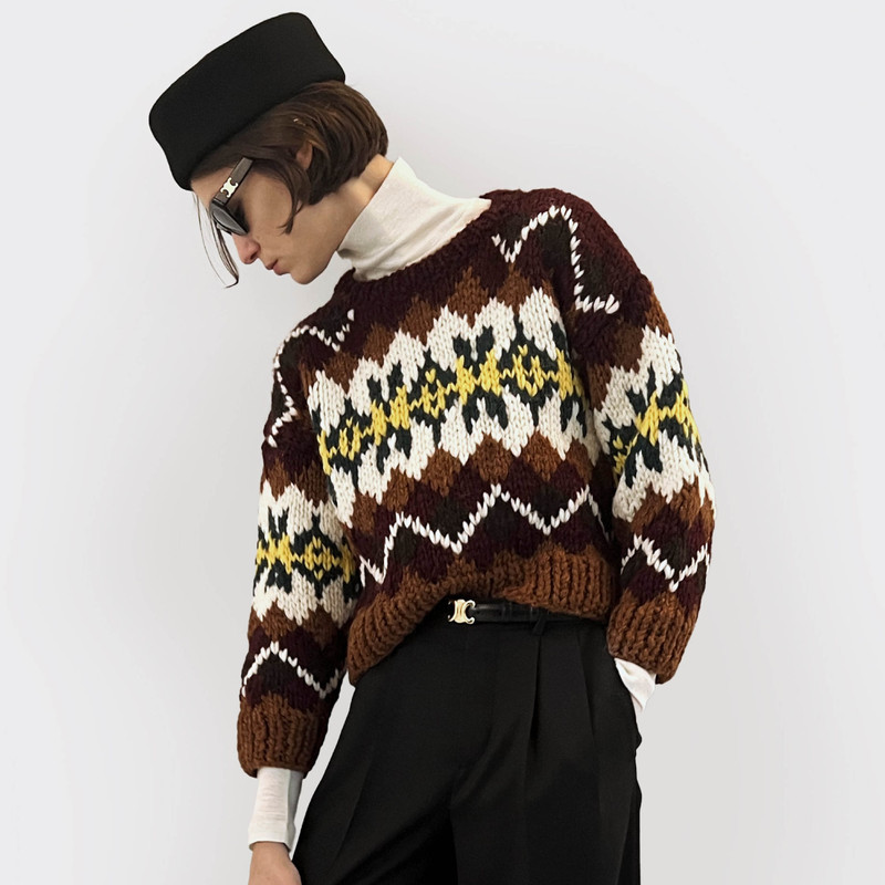 CELINE crewneck sweater IN fair isle wool outlook