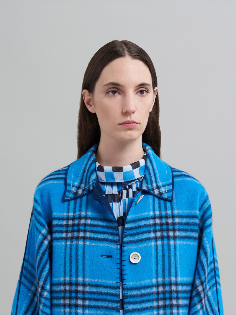 CHECK WOOL CAPE JACKET 4