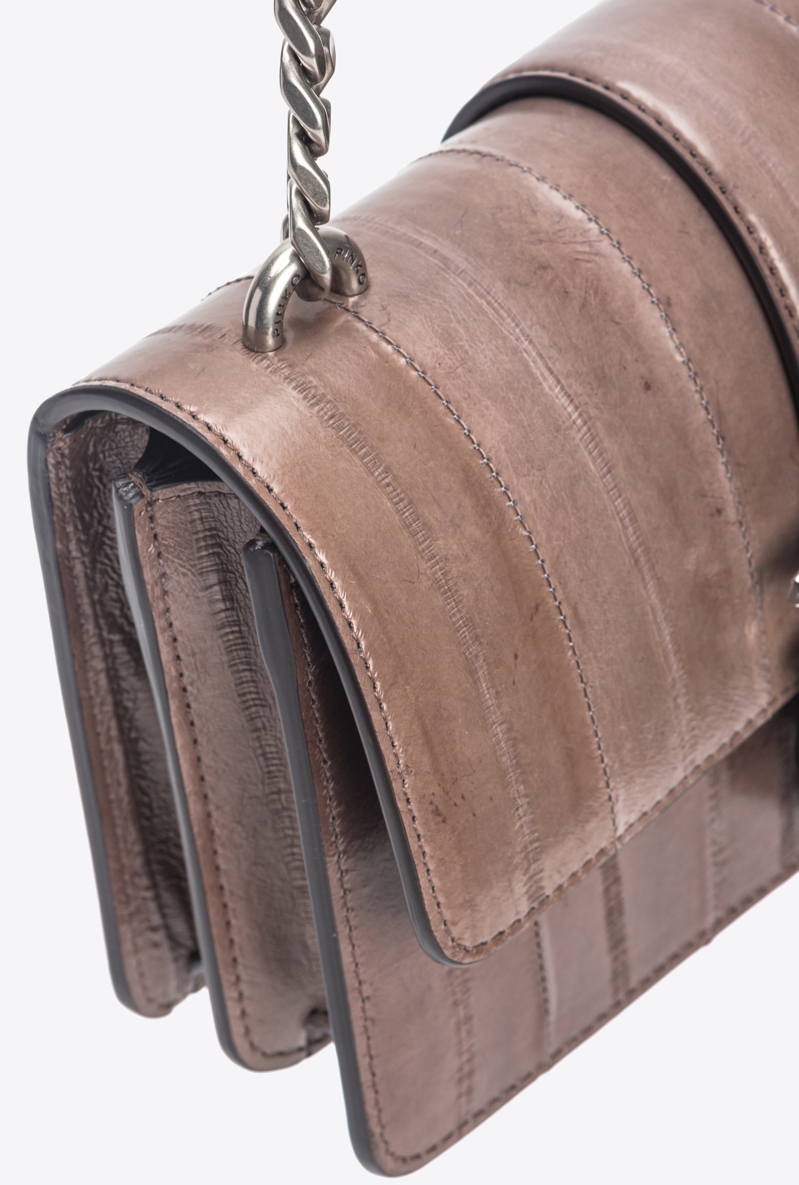 PINKO GALLERIA MINI LOVE BAG ONE IN EEL SKIN - 7