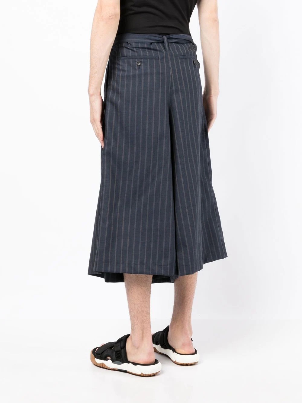 belted pinstripe tailored shorts - 4