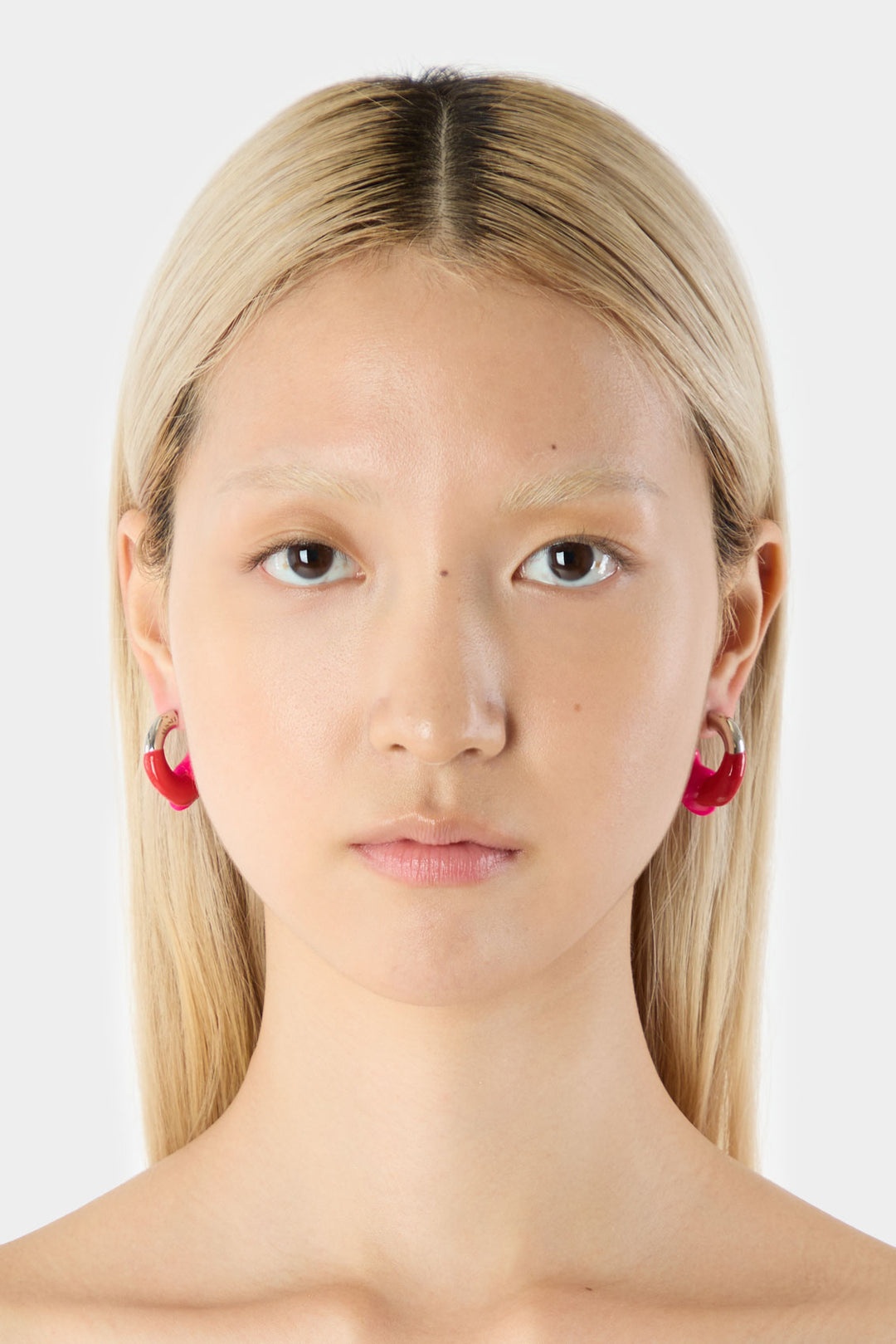 SUNNEI MINI RUBBERIZED EARRINGS SILVER / rubin & fuchsia | sunnei