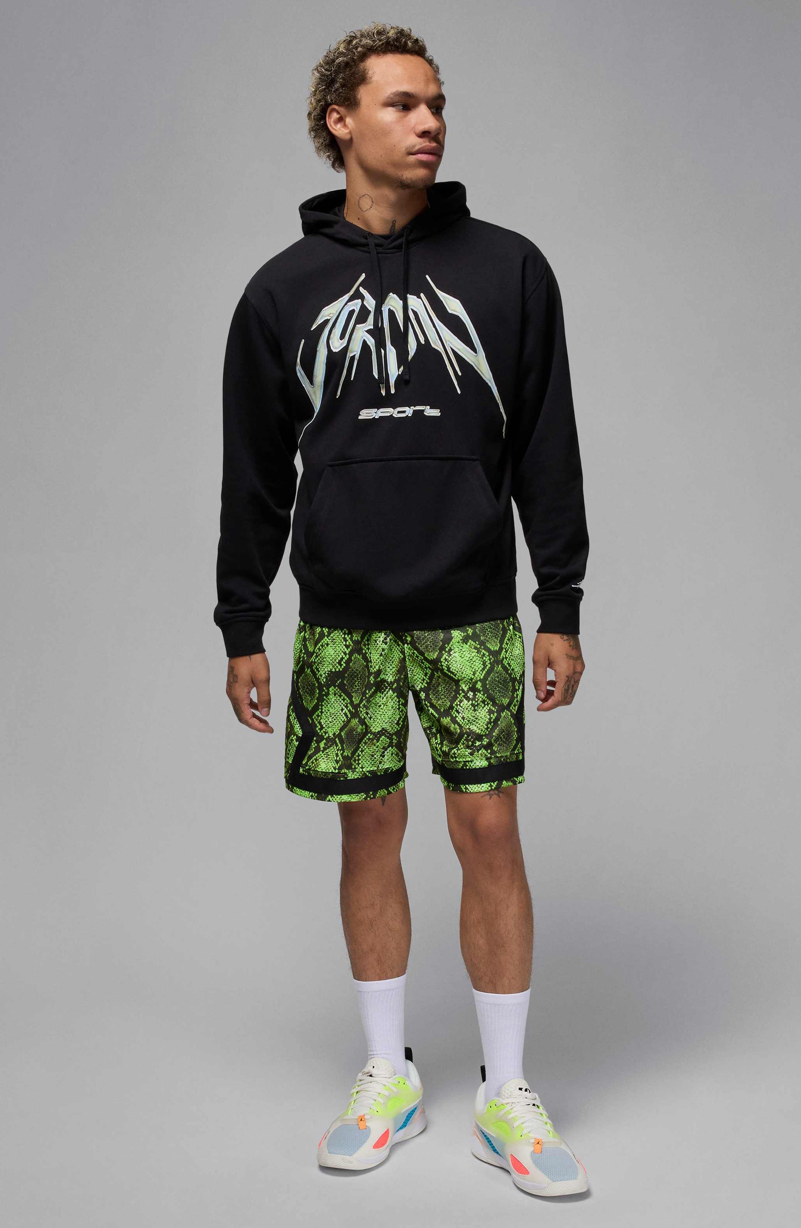 Jordan Dri-FIT Sport Diamond Mesh Shorts in Electric Green/Black at Nordstrom - 6