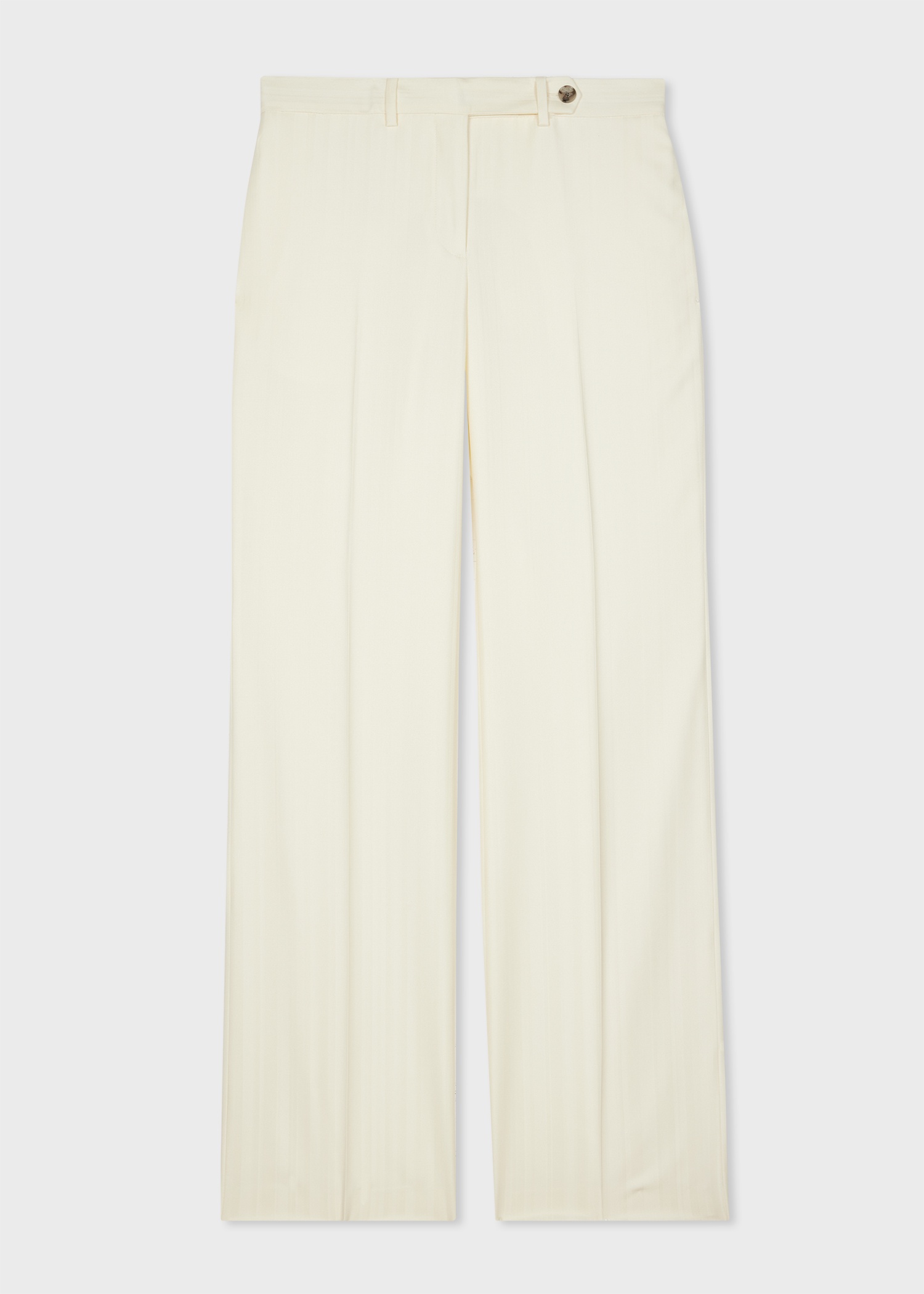 Women's Ivory Wool 'Shadow Stipe' Bootcut Trousers - 1