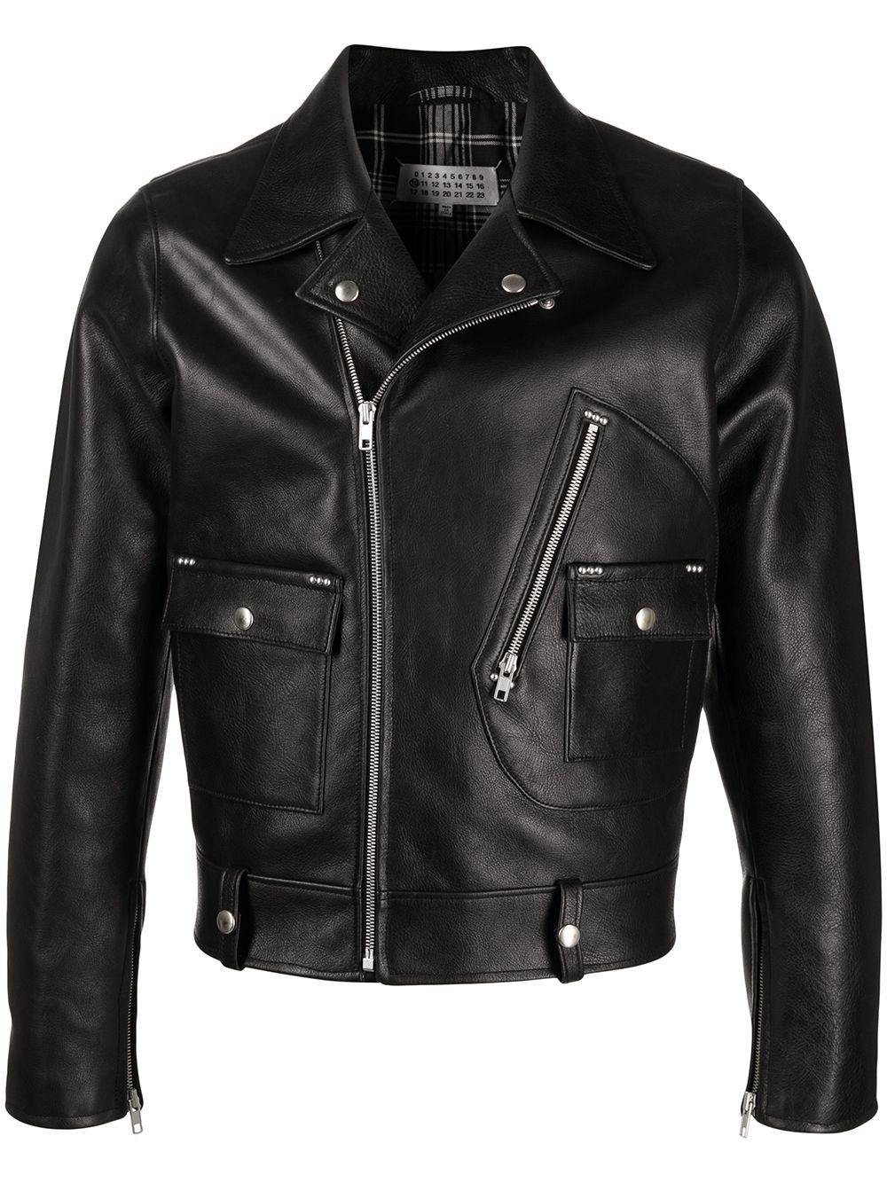 notched-lapel leather jacket - 1