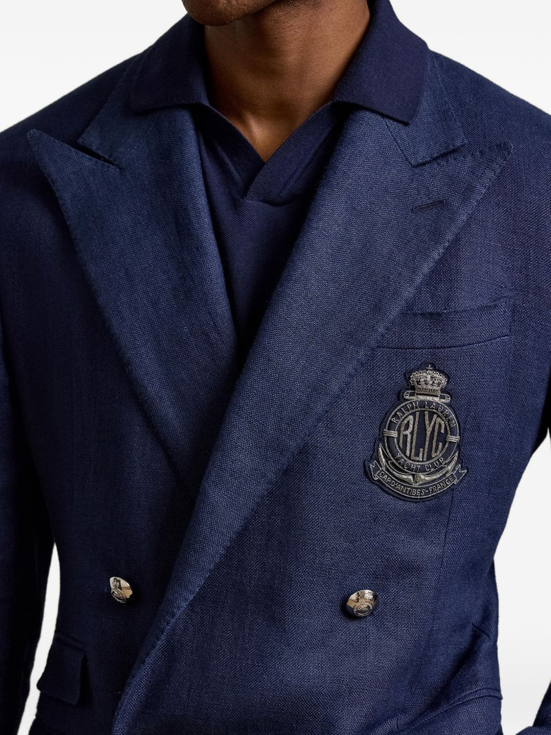 double-breasted crest-embroidered jacket 5