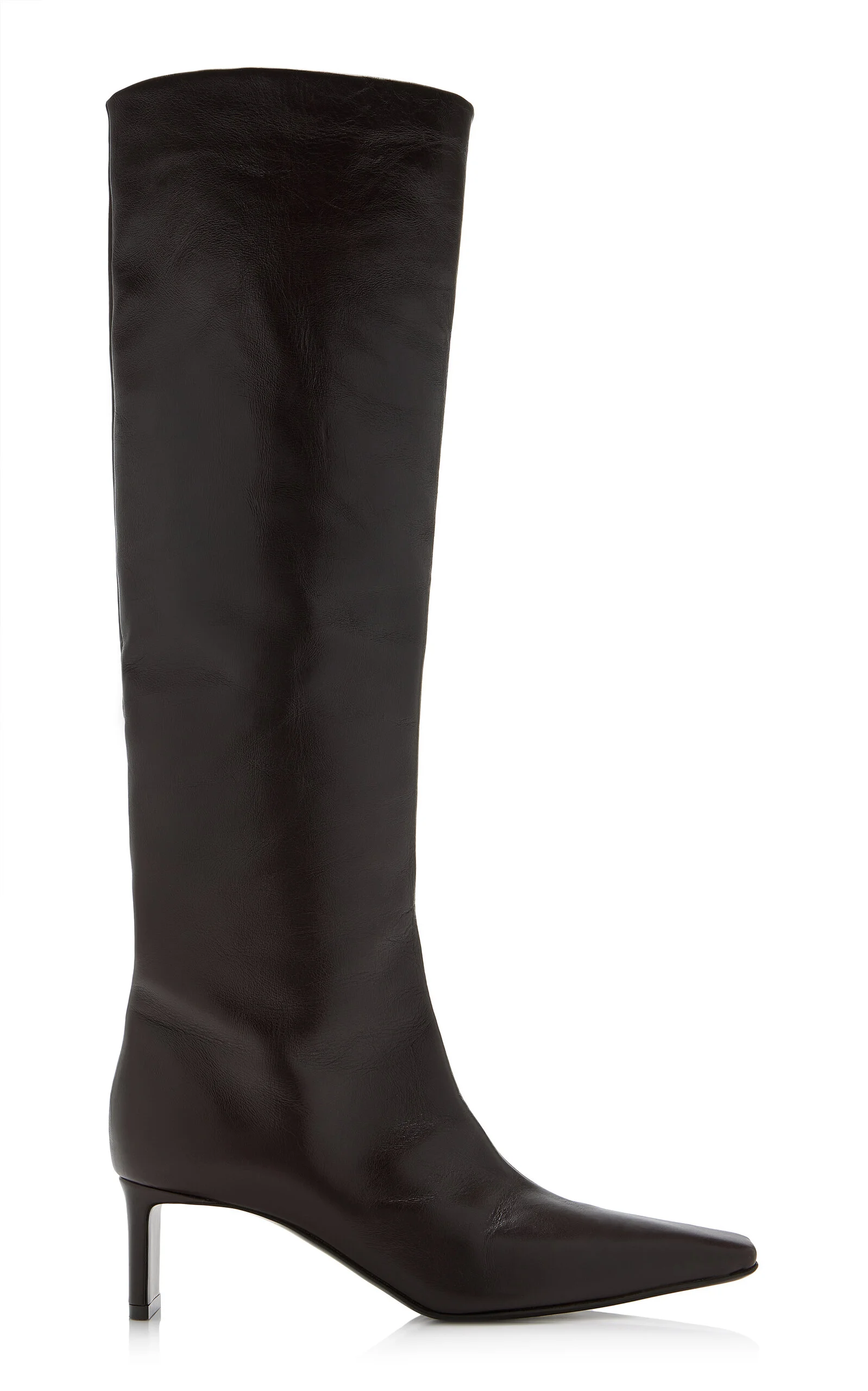 One Knee-High Leather Boots - 1