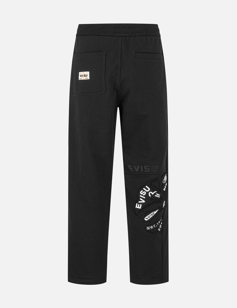 EVISU Kamon Appliqué Patchwork Loose Fit Sweatpants outlook
