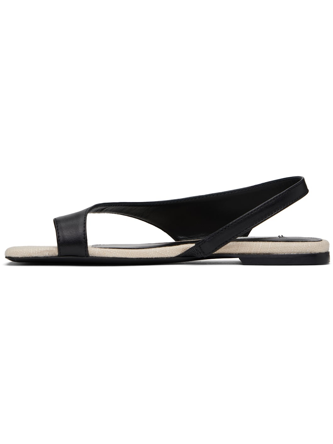 Black Leather Thong Sandals - 3
