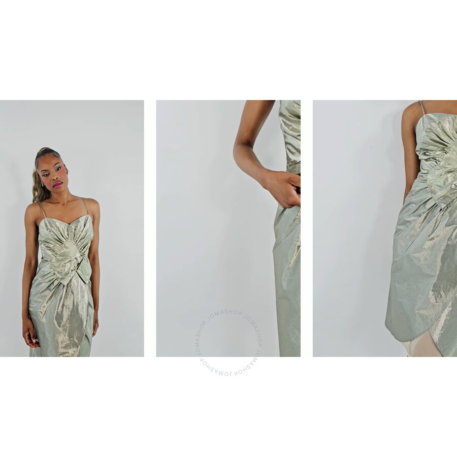 Maison Margiela Ladies Silver Bow Detail Midi Dress - 3