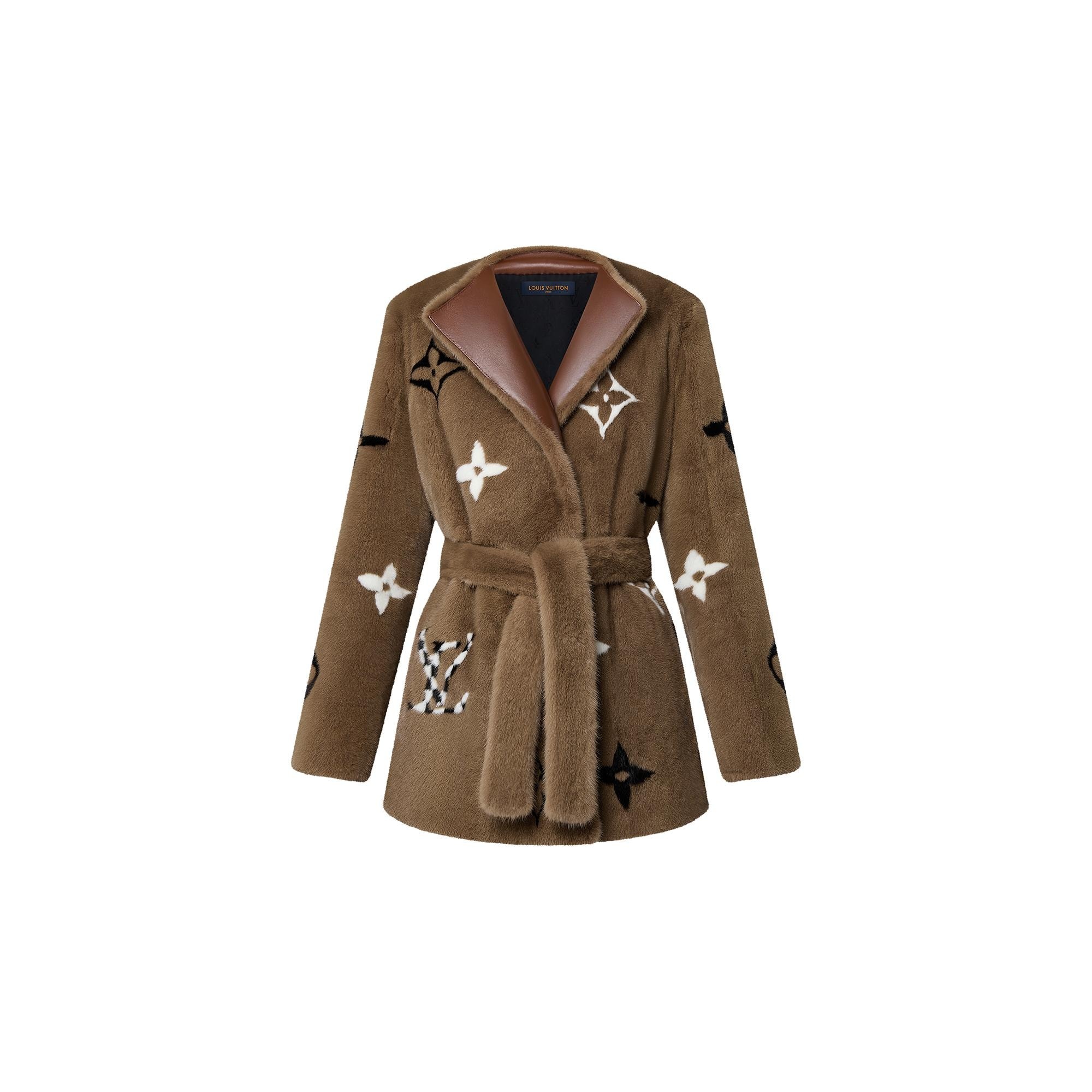 Louis Vuitton Monogram Mink Wrap Coat