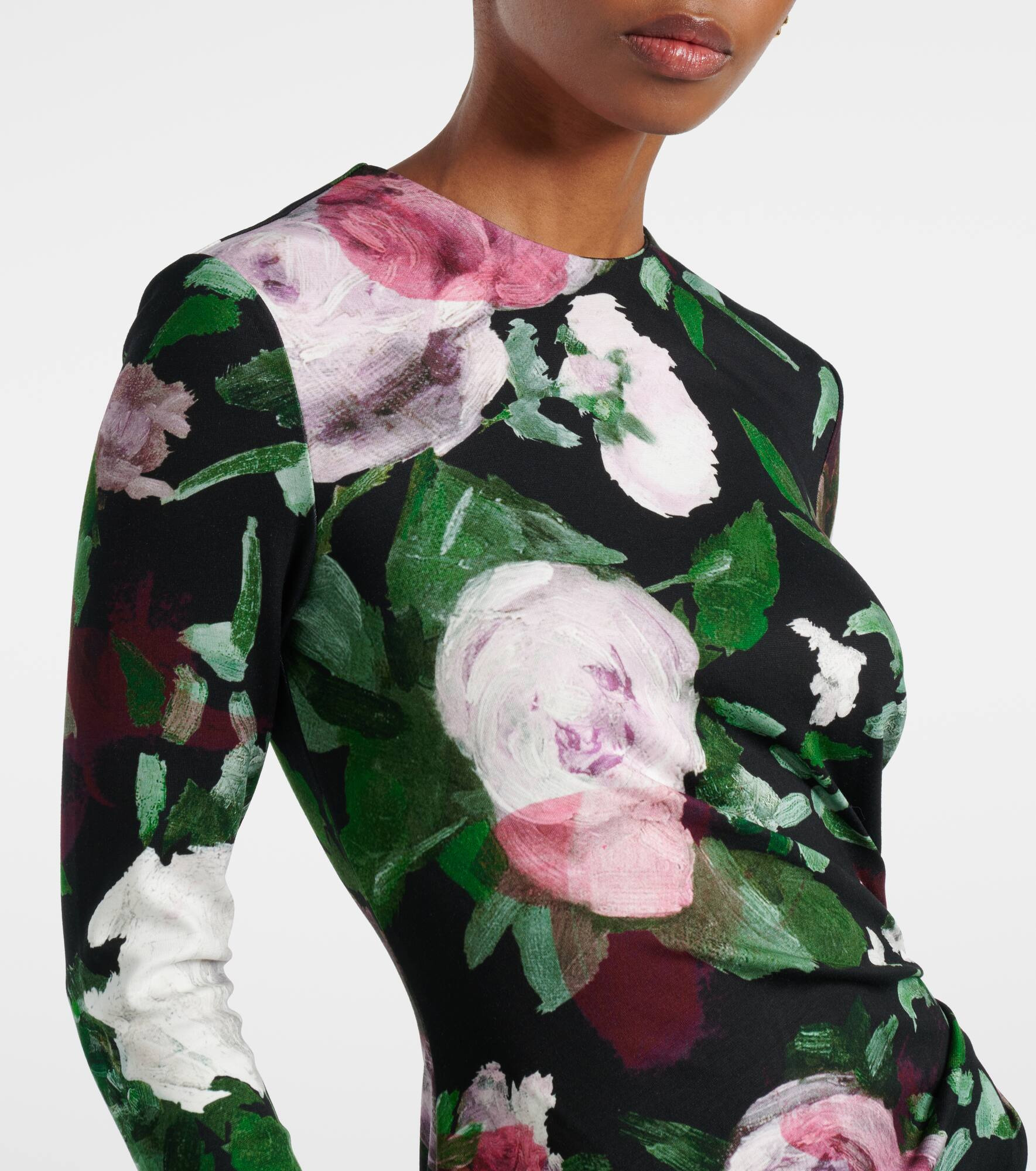 Draped floral midi dress - 4