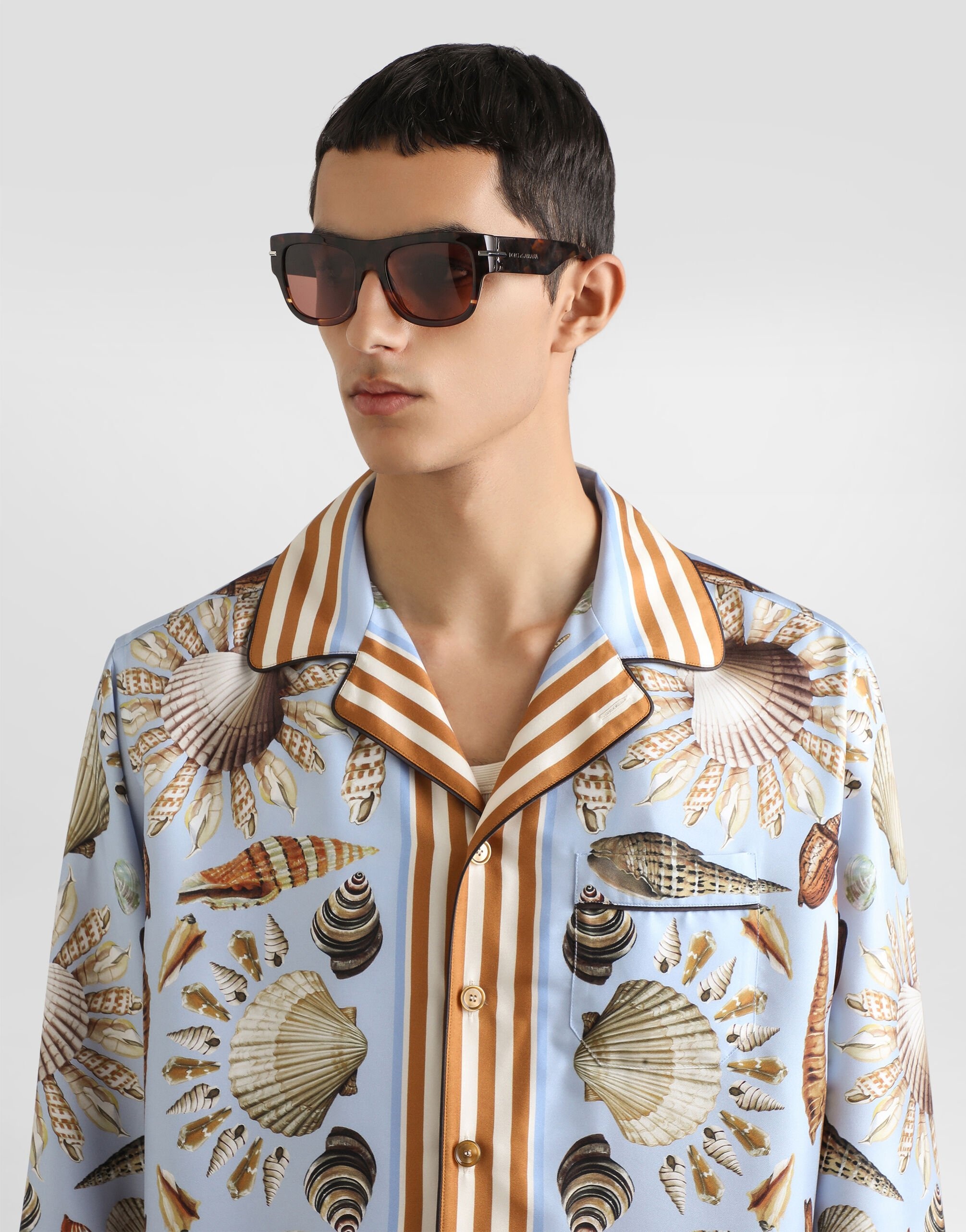Shell-print silk twill vanity shirt - 4