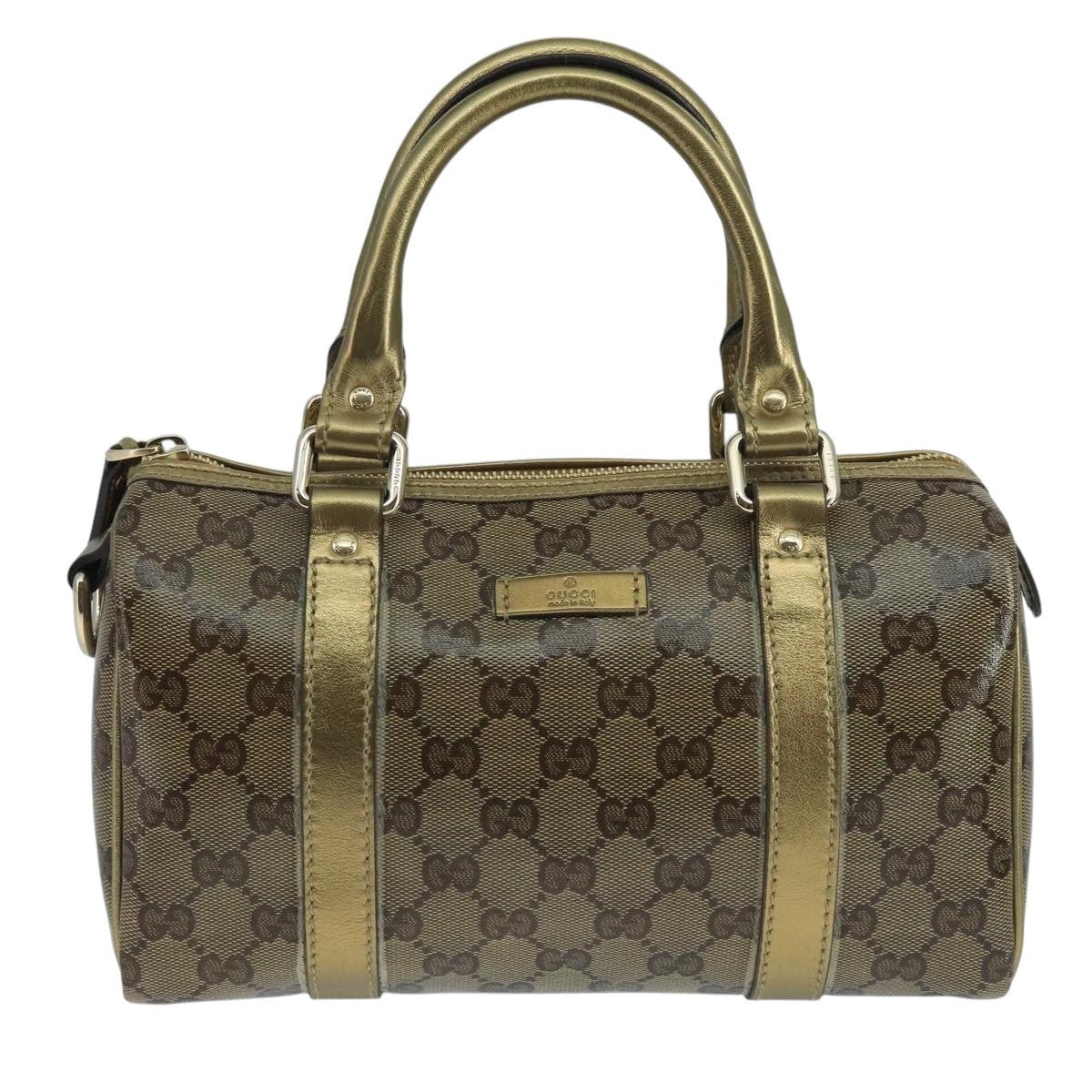 GUCCI GG Crystal Hand Bag Coated Canvas Brown Gold - 13