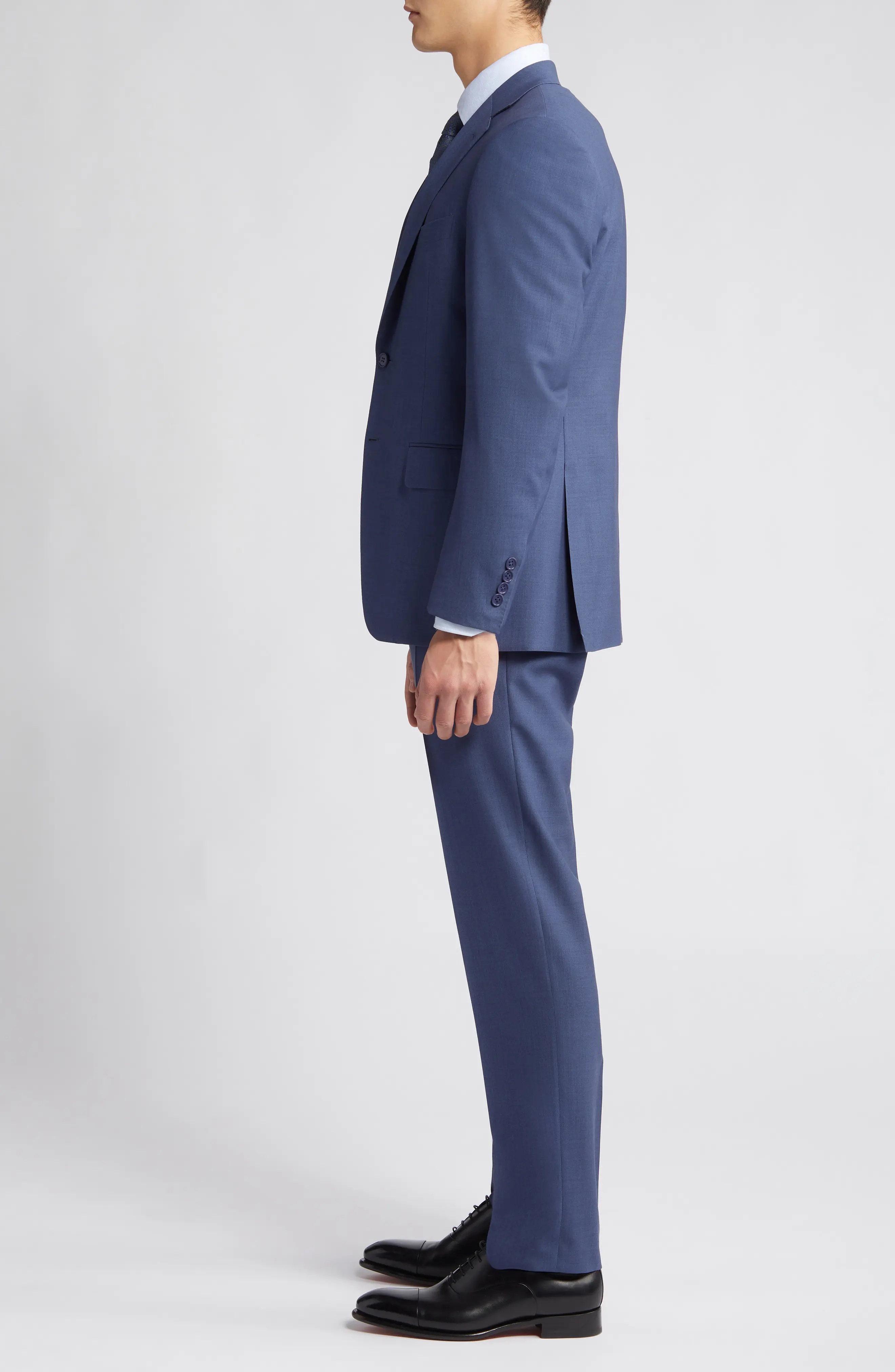 Siena Regular Fit Solid Blue Wool Suit - 3