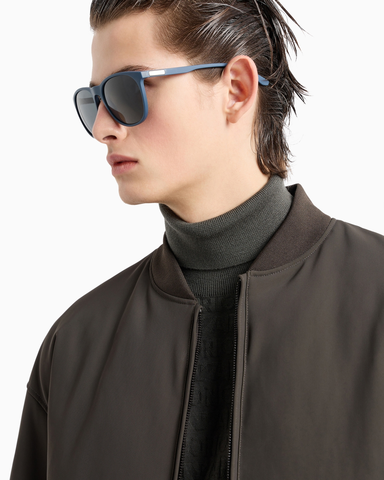 Zipped bomber jacket in technical stretch nylon - 5