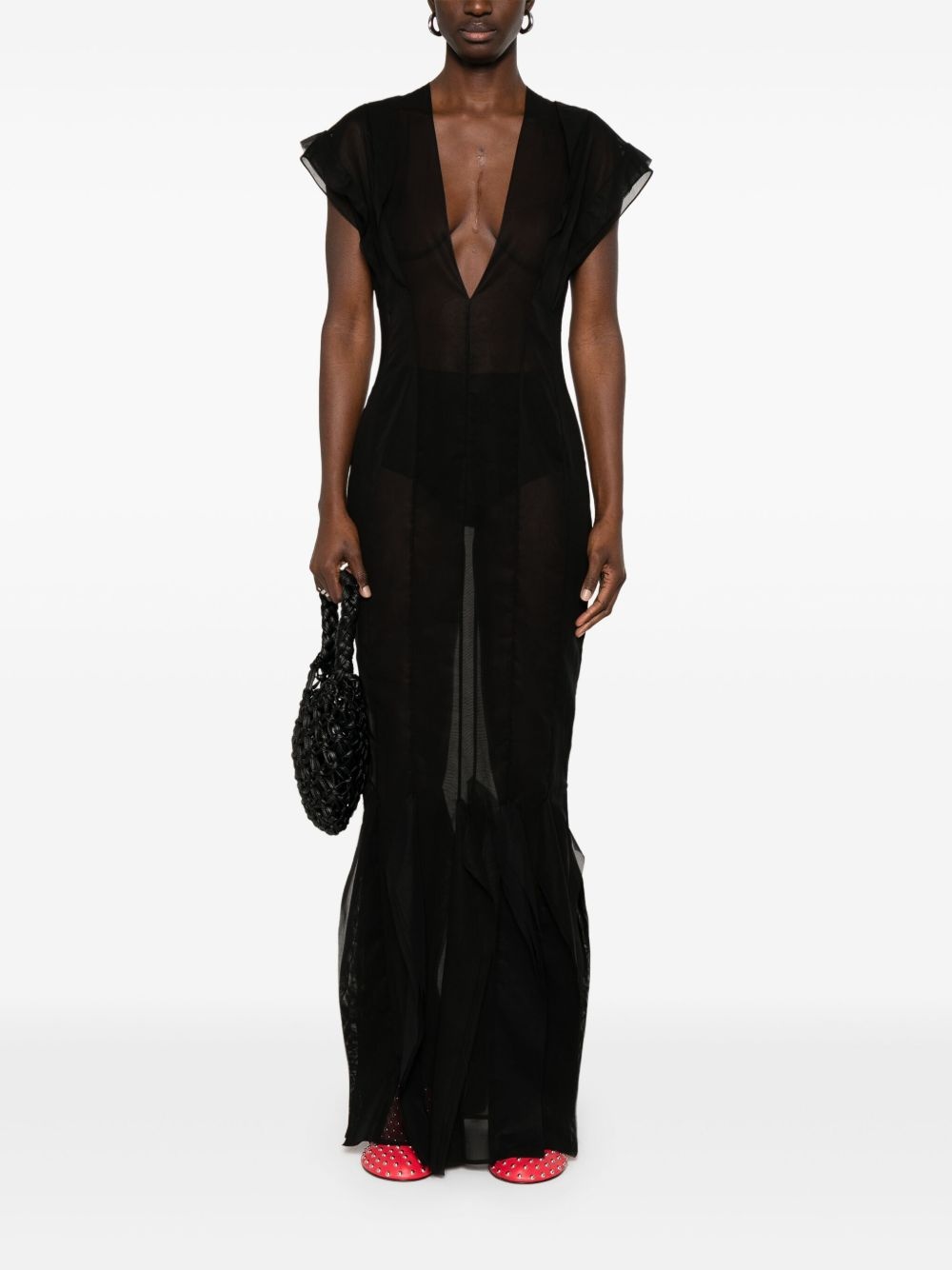 panelled organza maxi dress - 2