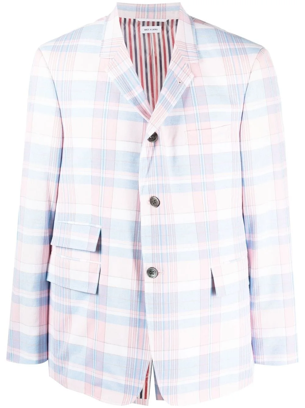 plaid-check pattern cotton blazer - 1