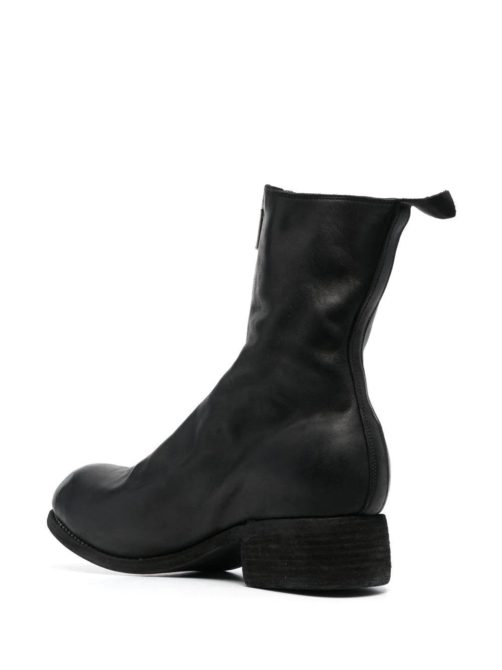 zip-front leather ankle boots - 3