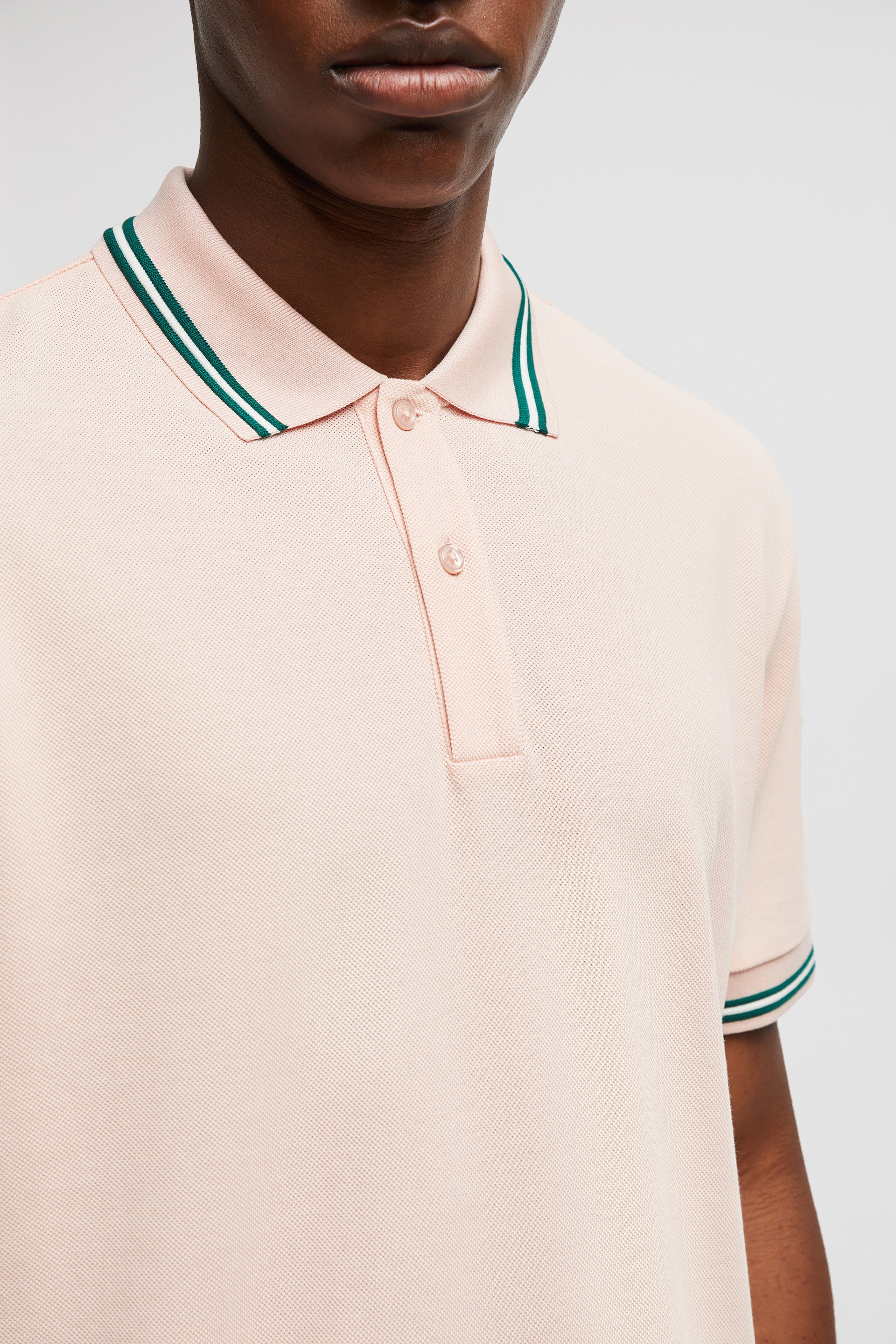 Striped Trim Cotton Piquet Polo Shirt - 6