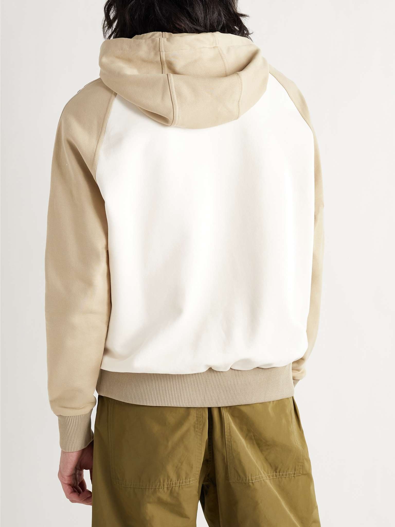 Colour-Block Logo-Jacquard Loopback Jersey Hoodie - 4