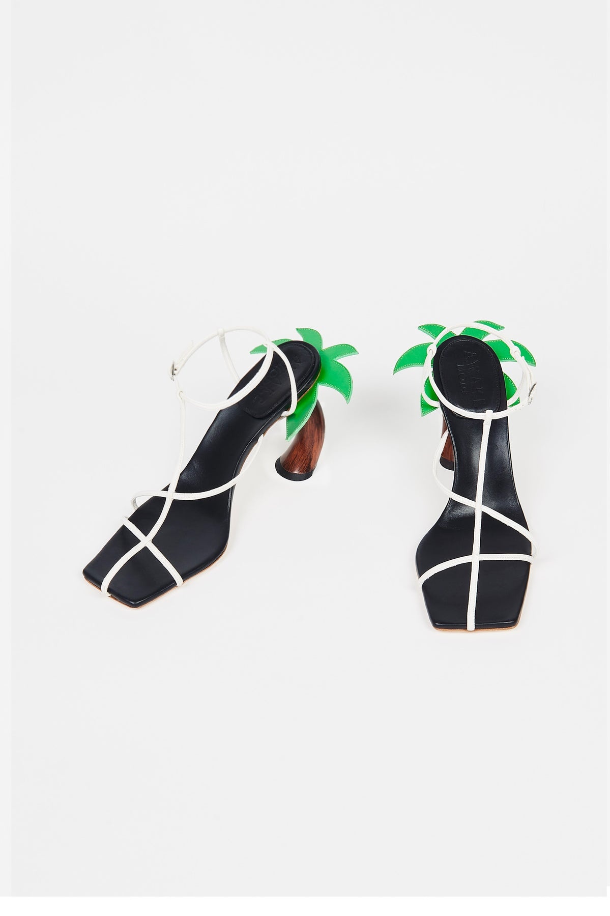 BIANCA WOODEN HEEL BLACK WHITE - 2