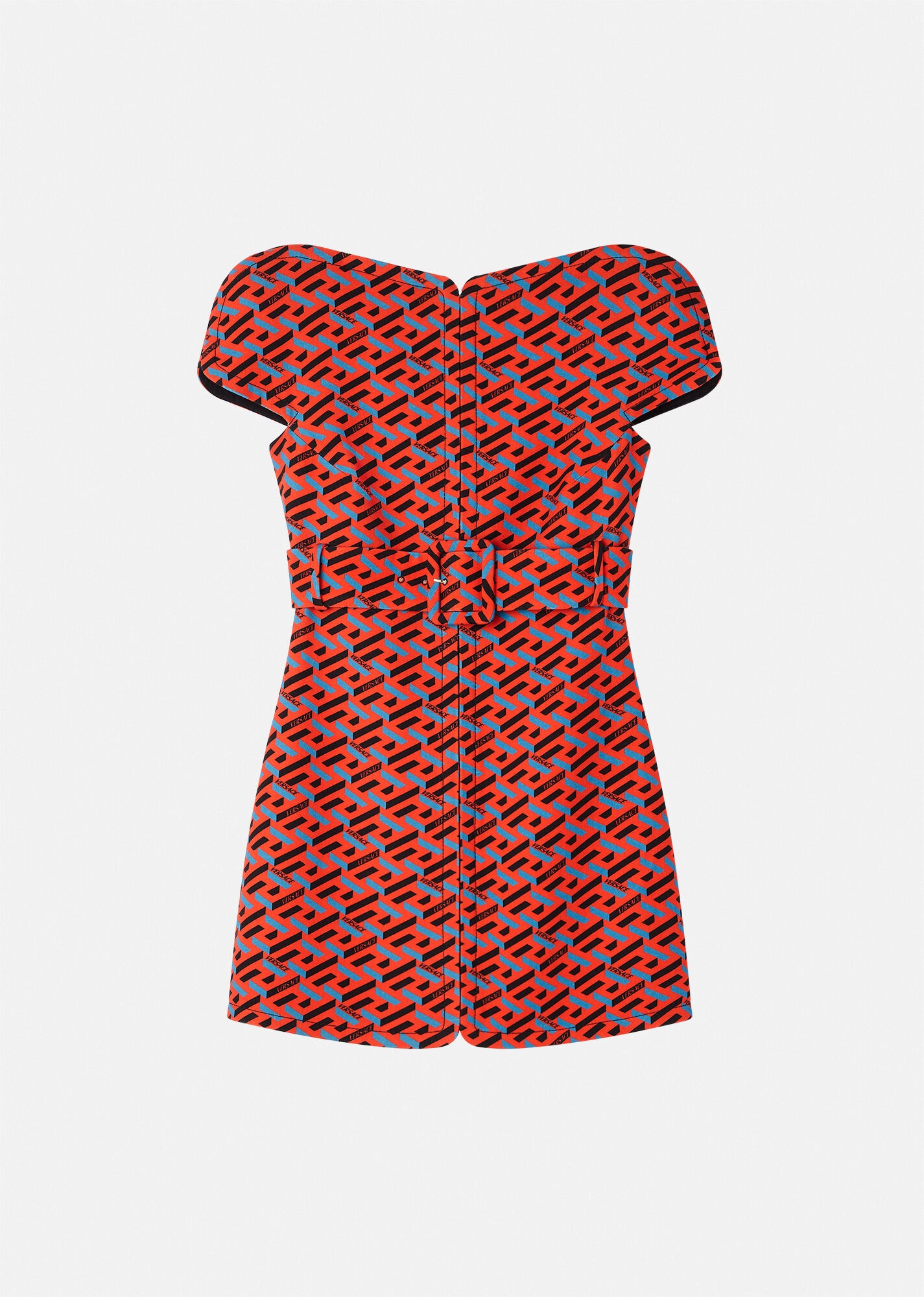 La Greca Pattern Wool Dress - 1