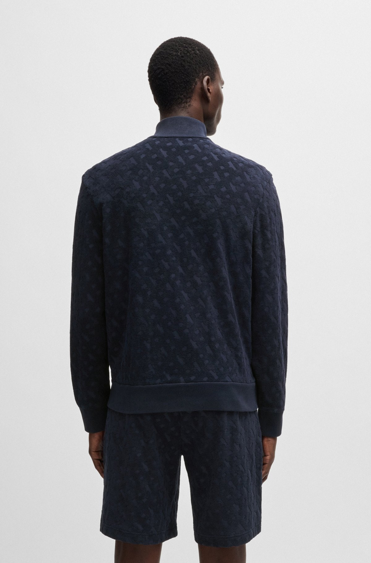 ZIP-UP SWEATSHIRT IN COTTON WITH TONAL MONOGRAMS - 5