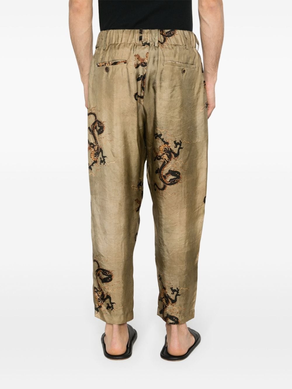 dragon-print tapered trousers - 4