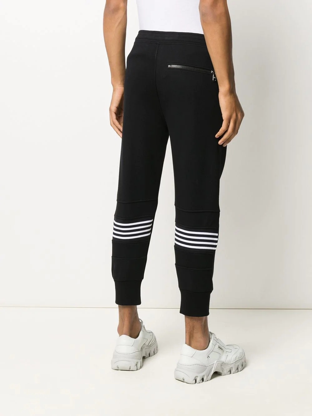 striped panel track pants - 4