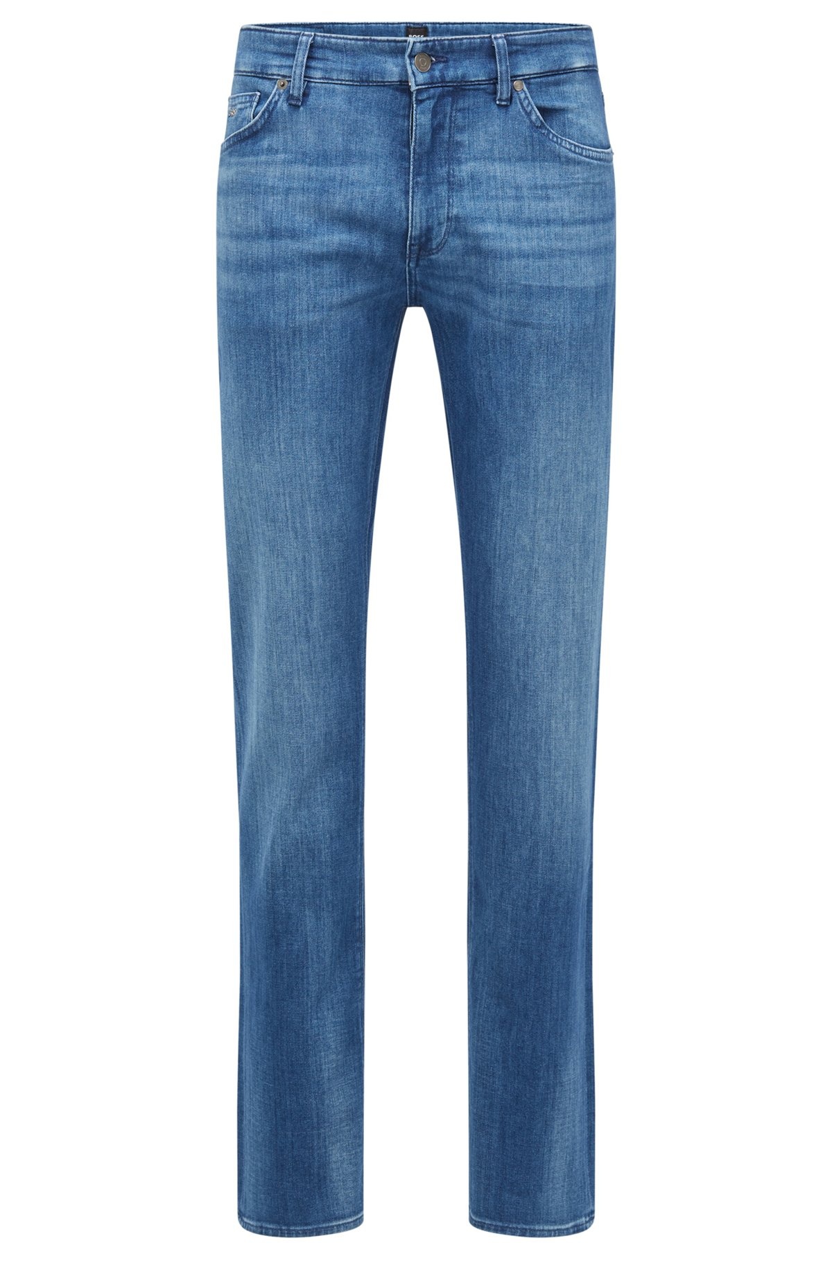 REGULAR-FIT JEANS IN BLUE ITALIAN CASHMERE-TOUCH DENIM - 1
