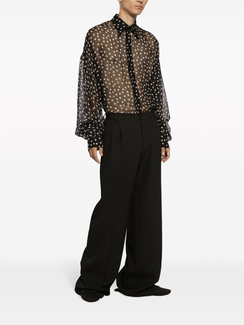 wide-leg cotton trousers - 3