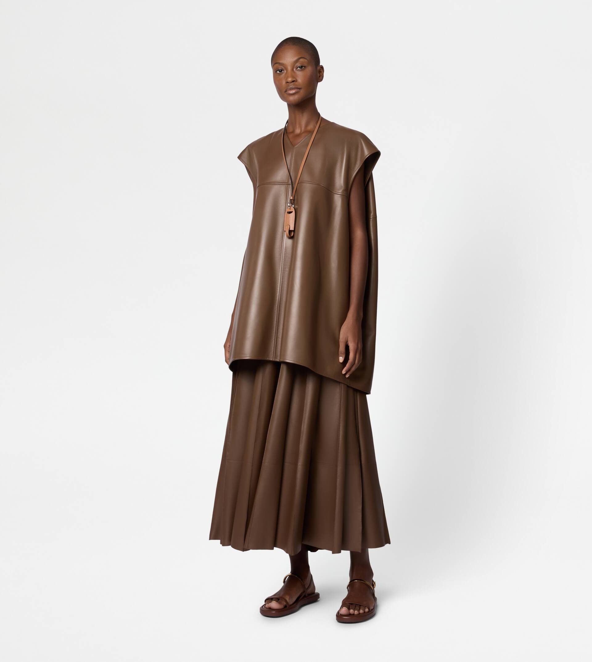TUNIC IN LEATHER - BROWN - 2