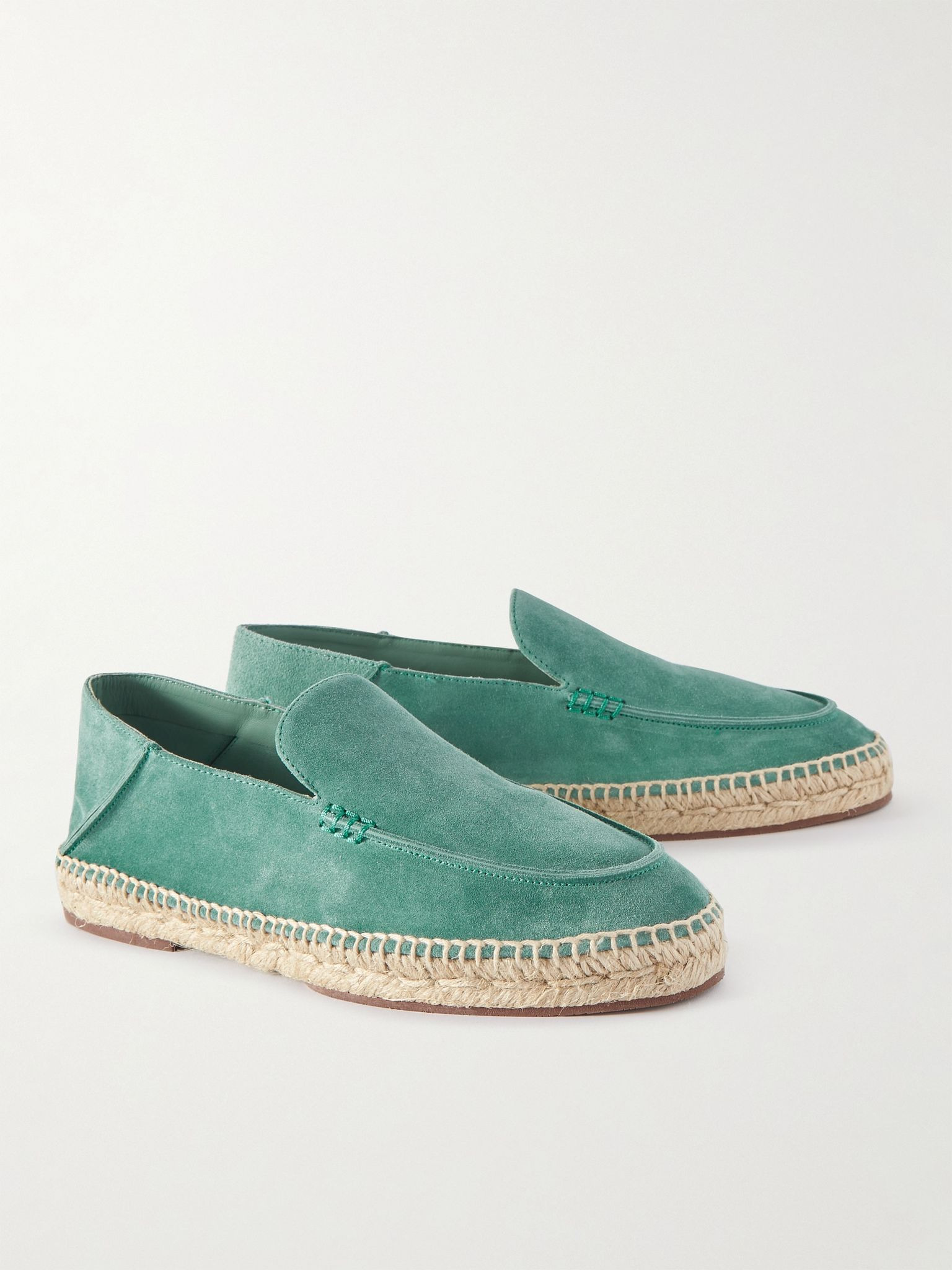 Seaside Walk Collapsible-Heel Suede Espadrilles Green - 4