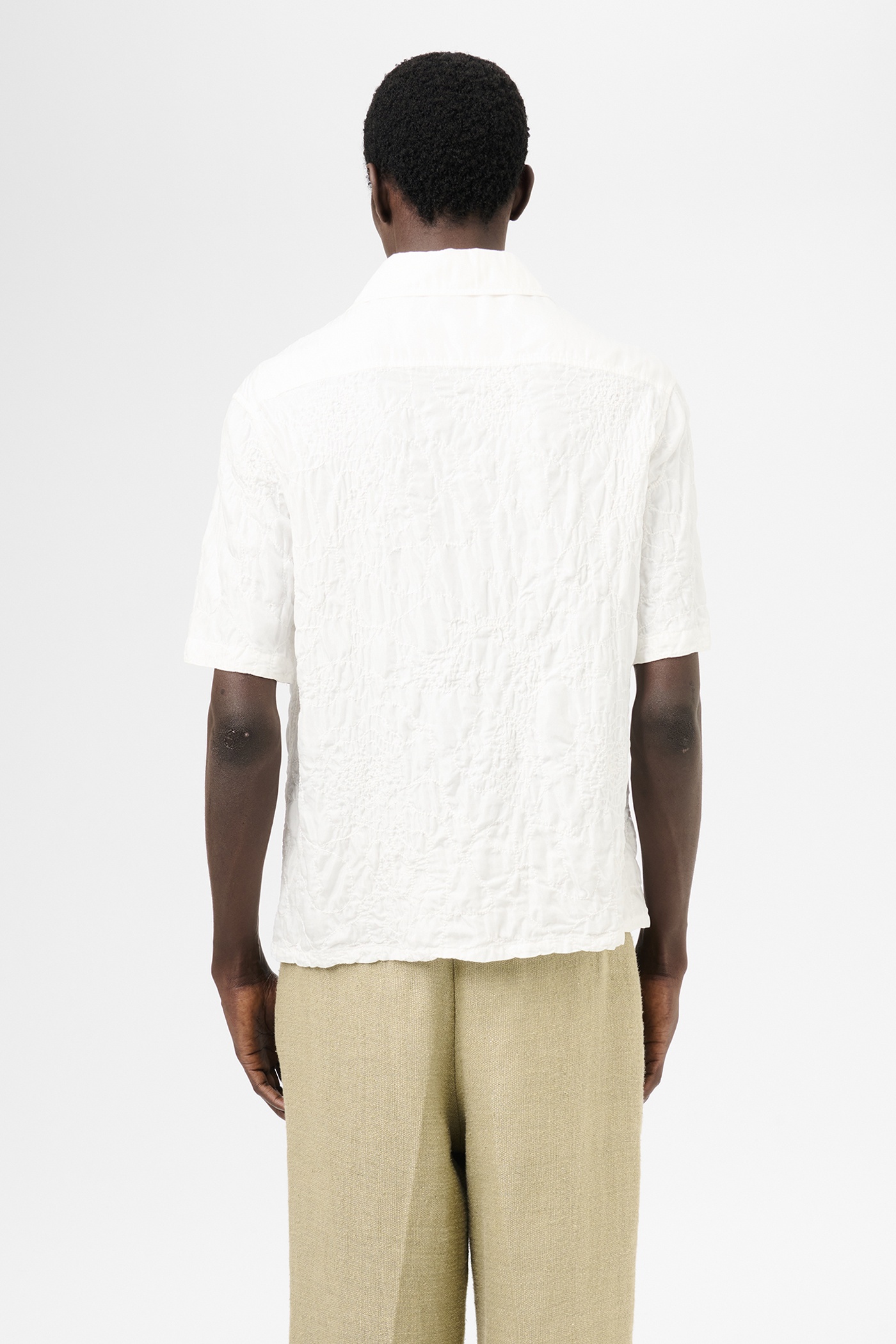 Heusen Shirt Shortsleeve White Flower Embroidery - 6