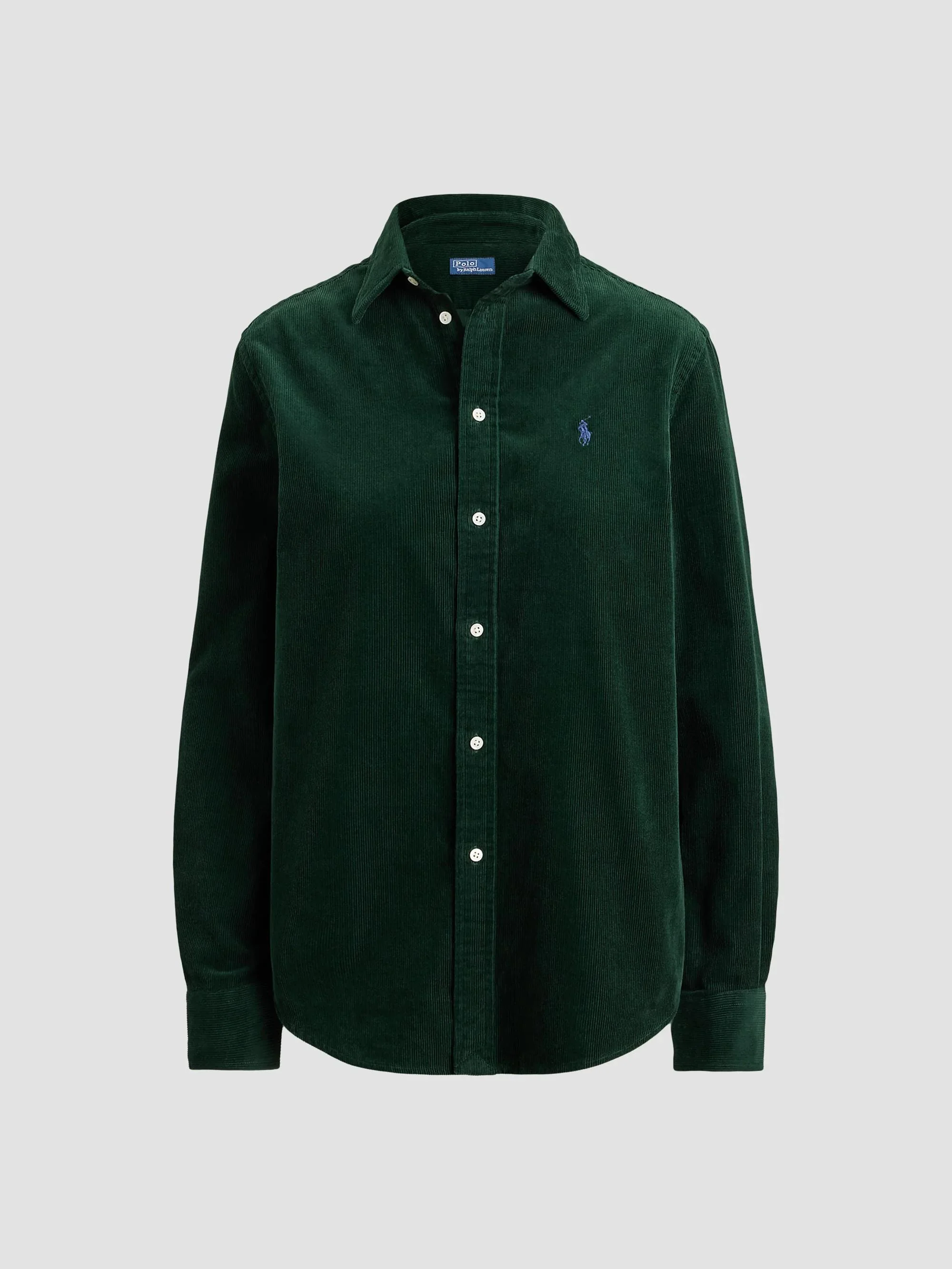 Women's 14 Wale Corduroy Button-Front Shirt - Dark Green - 1