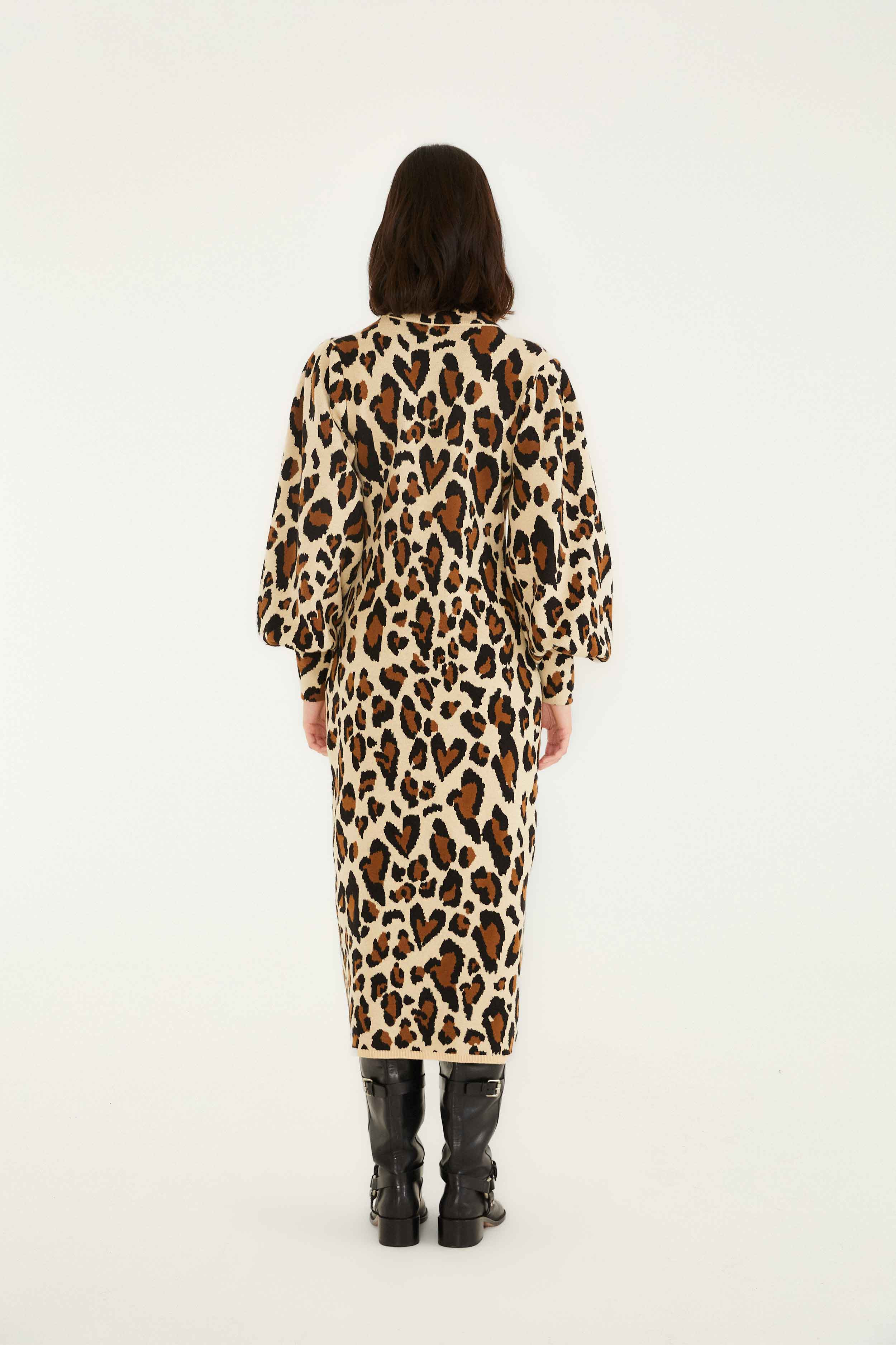 Leopard Print Knit Midi Dress - 4