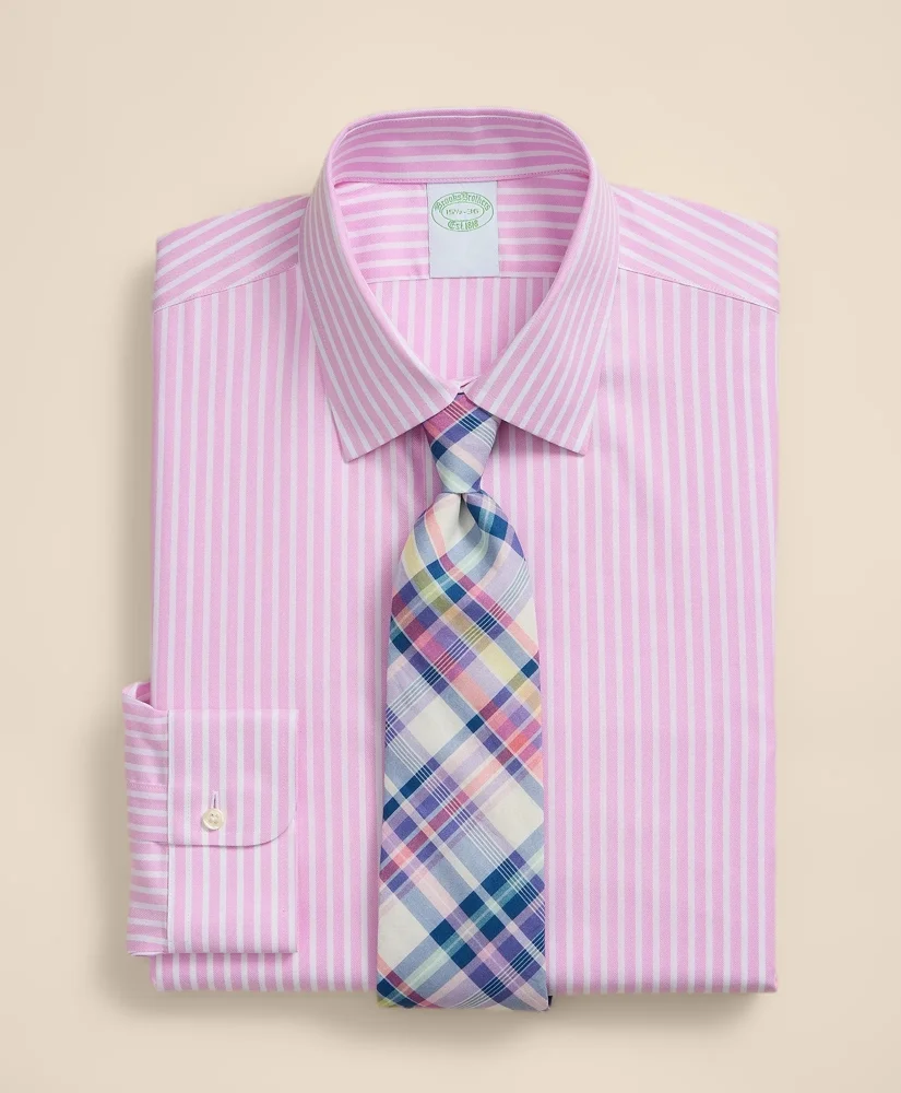 Brooks Brothers Explorer Collection Non-Iron Twill Ainsley Collar, Bengal-Stripe Collar Dress Shirt - 1